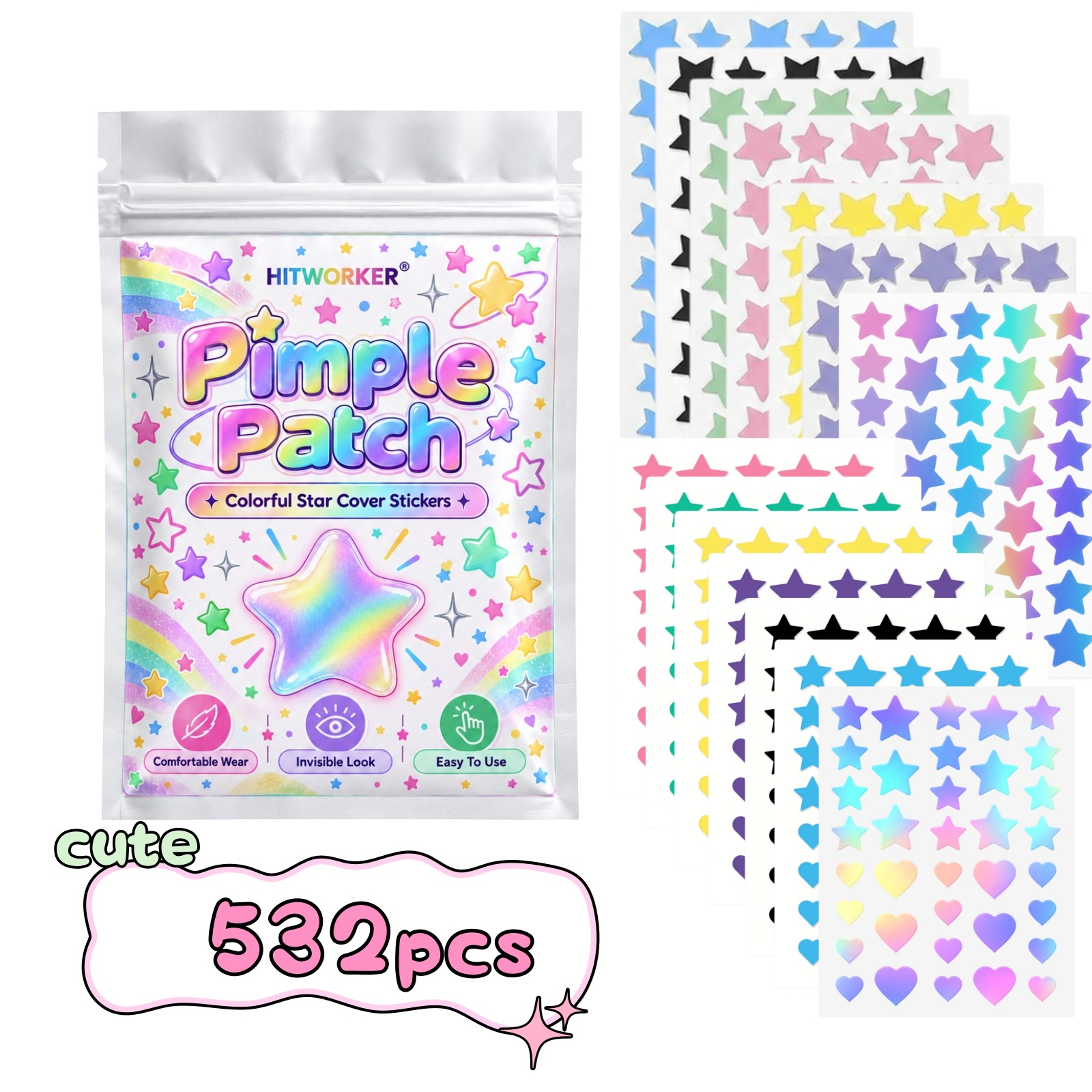 240 Count StarShaped Hydrocolloid Pimple Patches For Acne Care 7