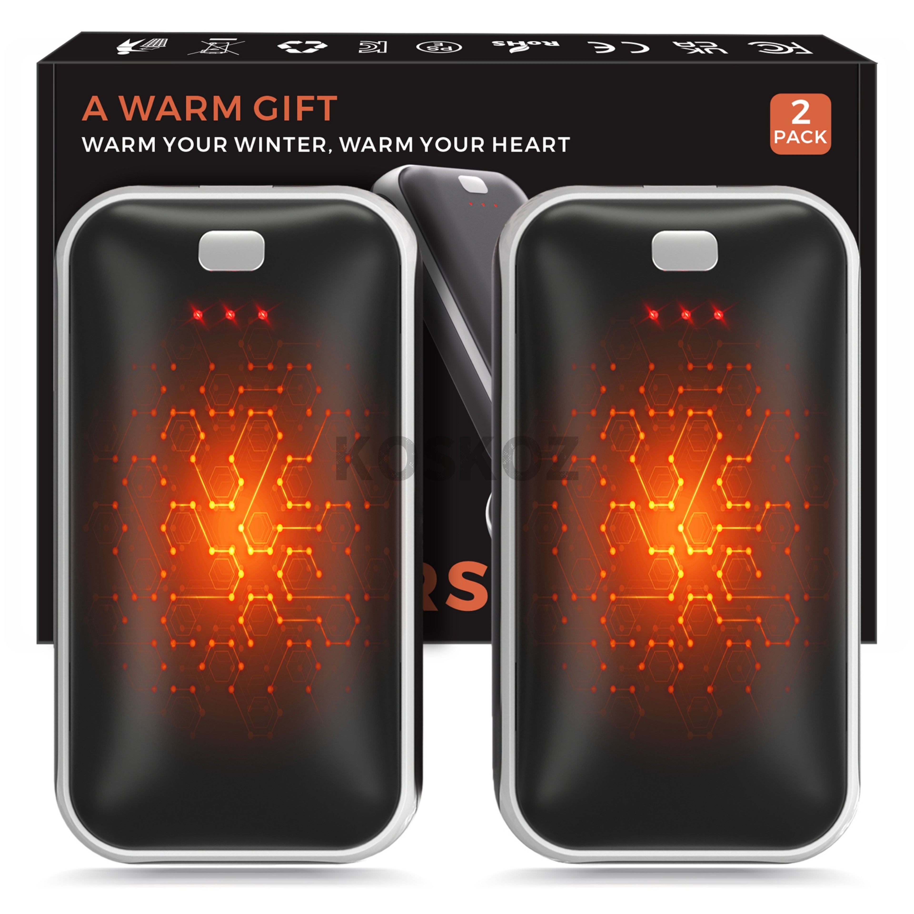 Rechargeable Electric Hand Warmers 2Pack With USBC Charging And 3 Heat Settings 1