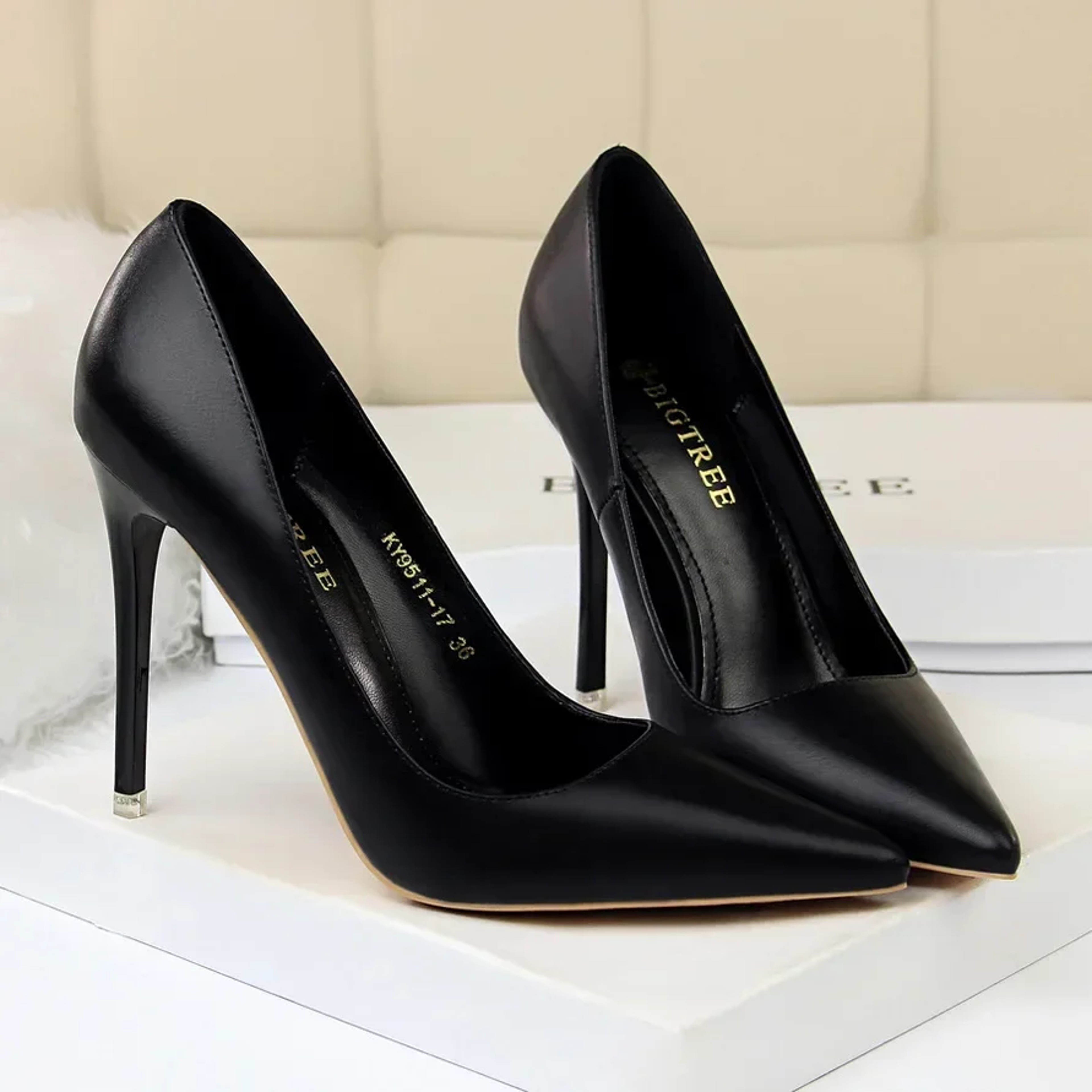Womens Pointed Toe High Heel Pumps With Thin Heels And SlipOn Design 0