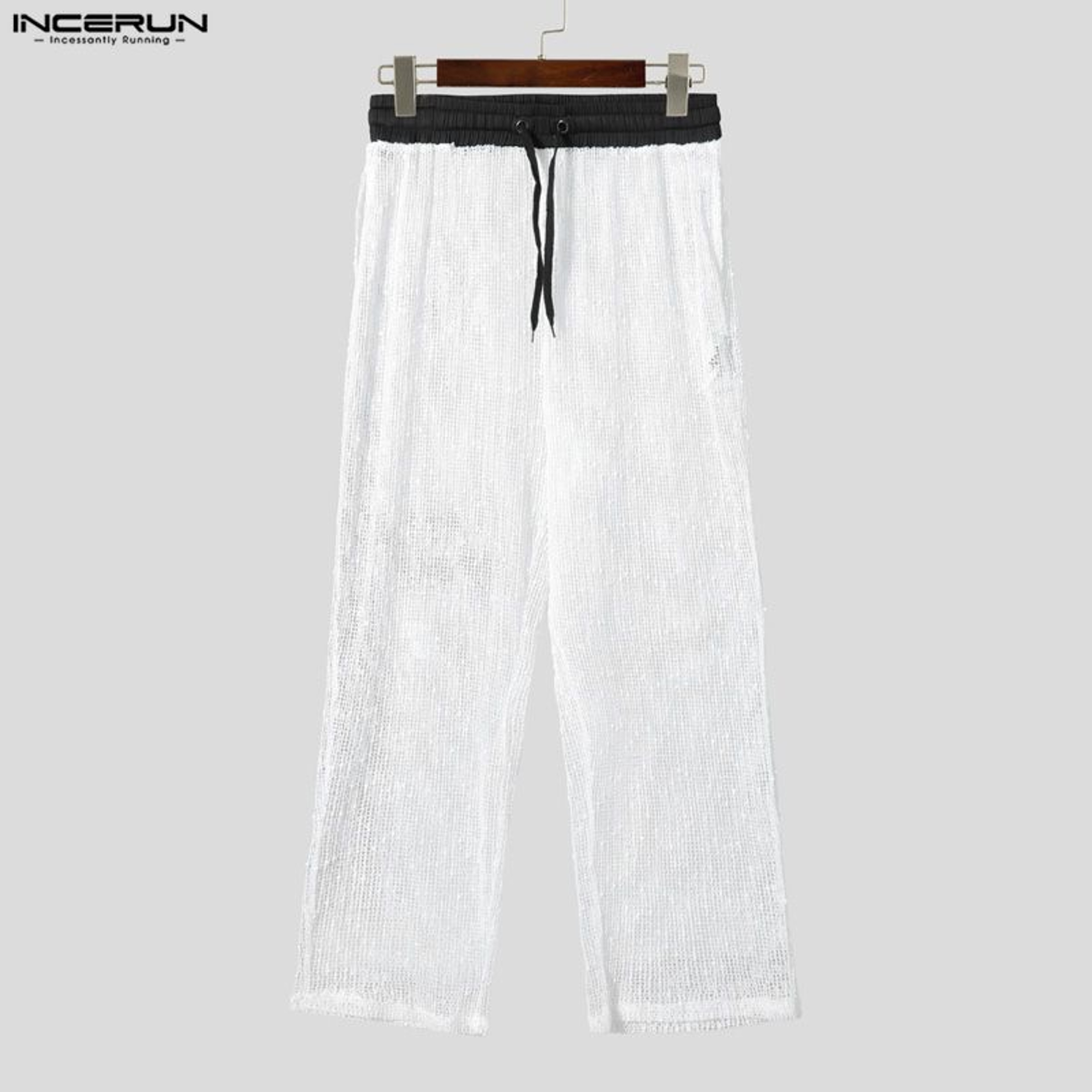 Mens Mesh Patchwork Jogger Pants With Drawstring Waist And Loose Fit 5