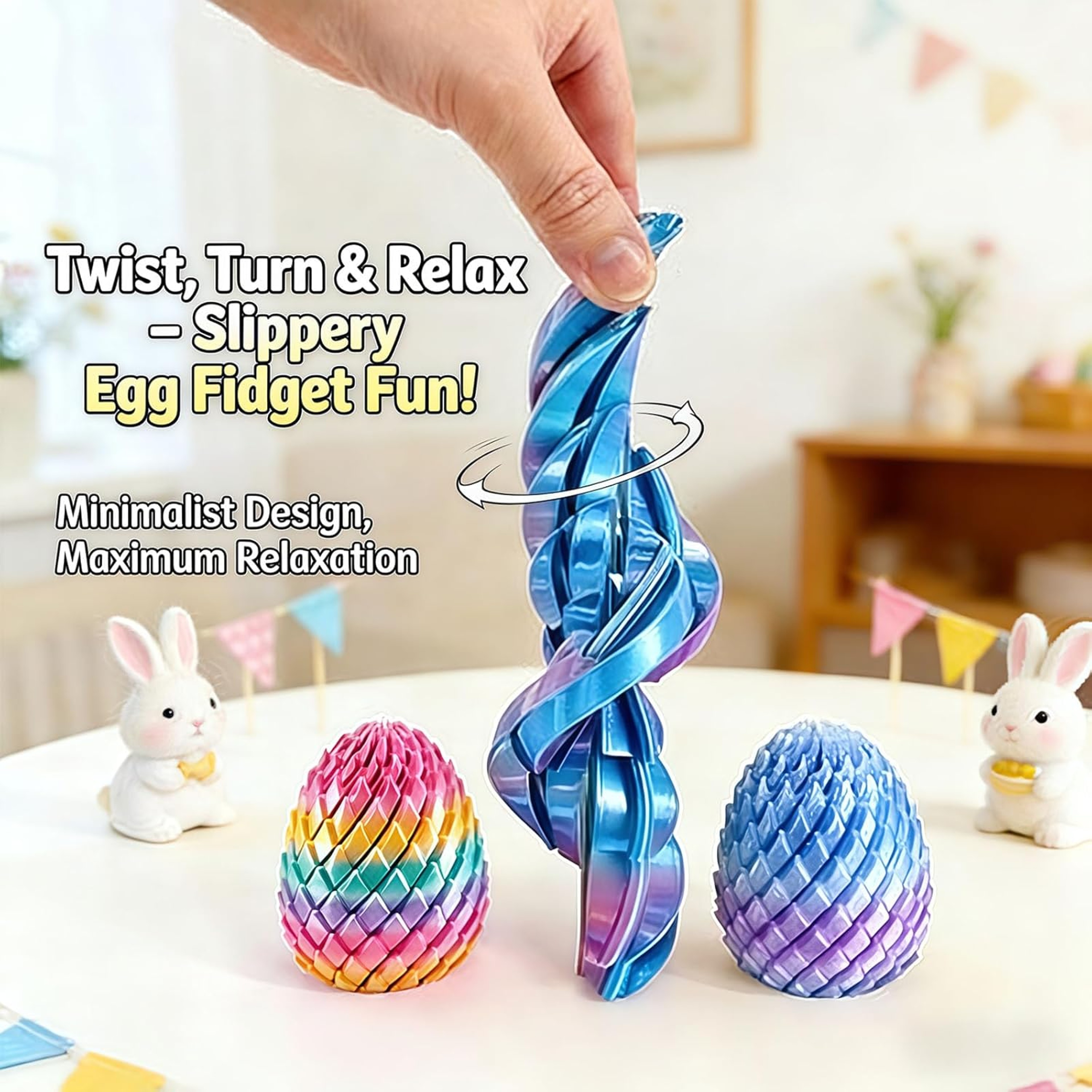 Twisty Fidget Egg 3D Printed Sensory Toy for Stress Relief and Desk Play – view 3