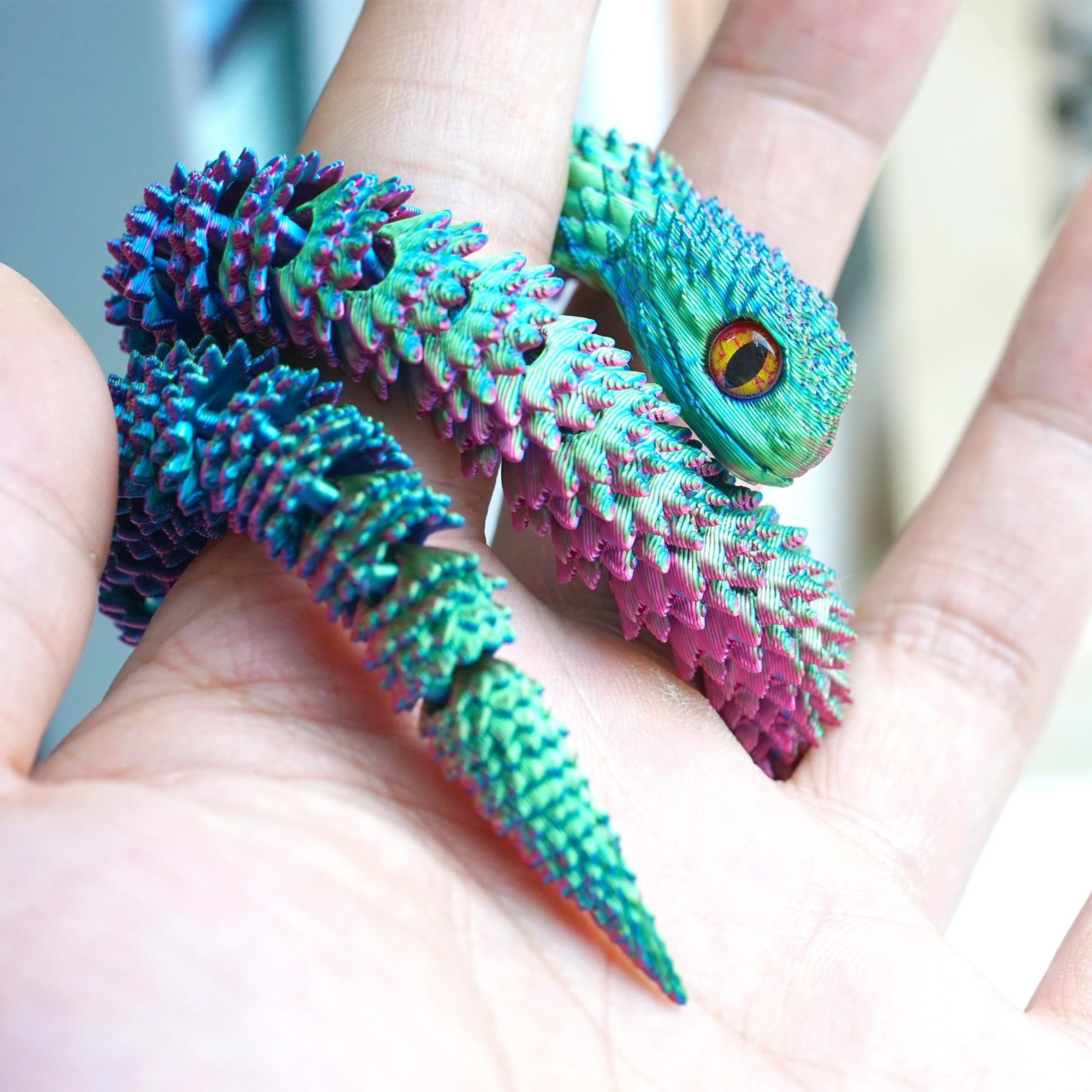 3D Printed Snake Fidget Toy With Movable Joints And Realistic Design 5