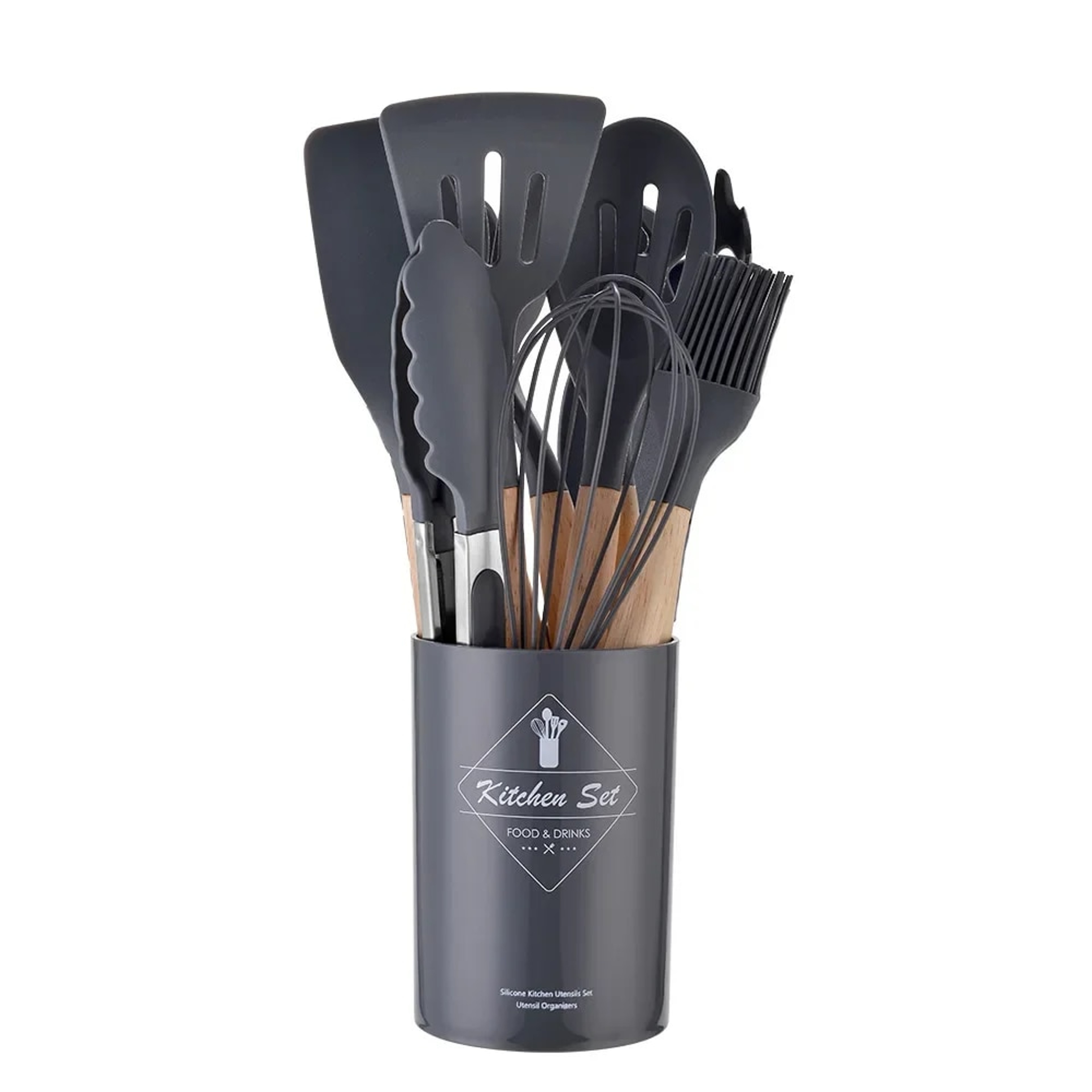 QTWE12PCSSiliconeKitchenwareNonStickCookwareKitchenUtensilsSetSpatulaShovelEggBeatersWo