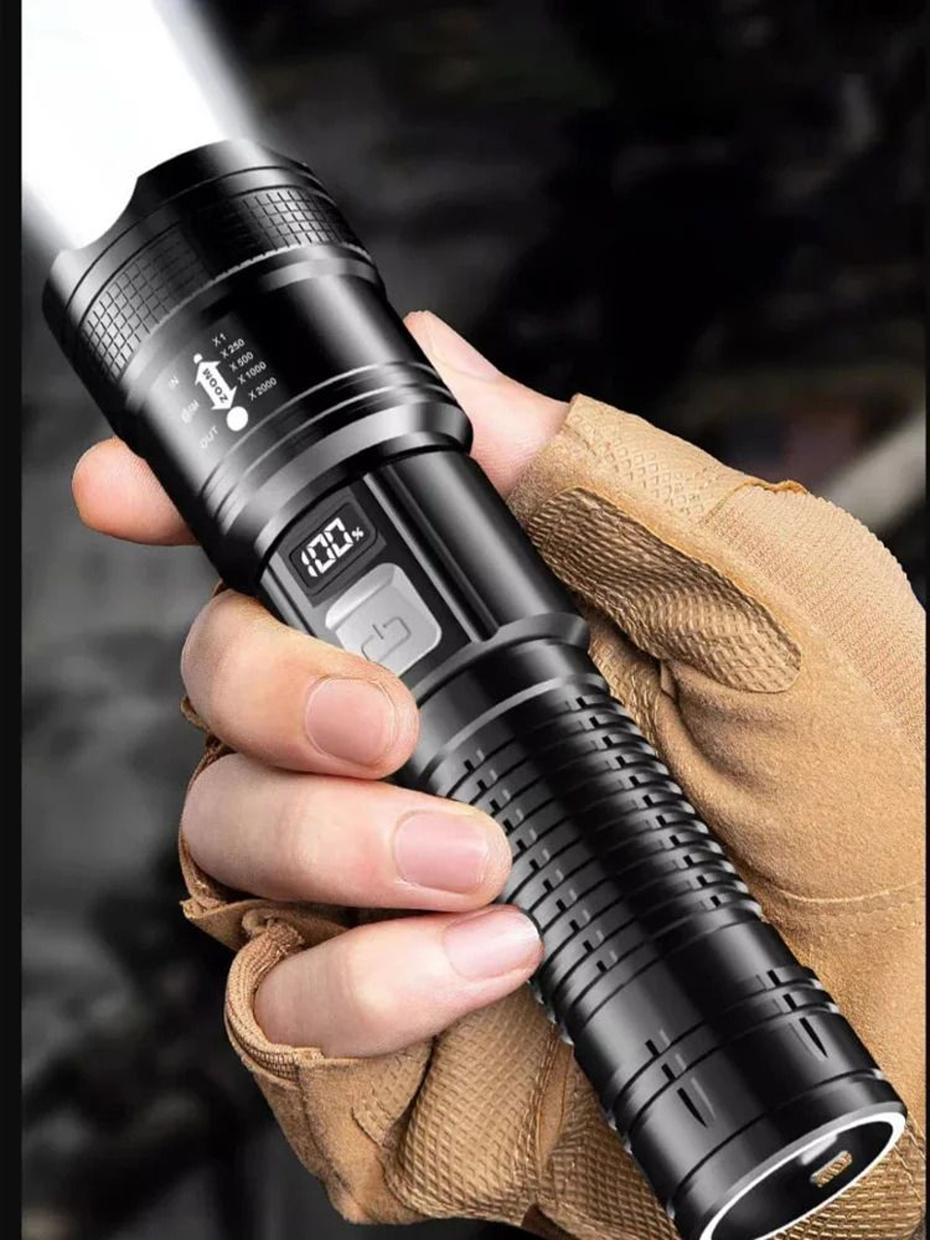 Strong Zoomable LED Flashlight 2000LM Waterproof Tactical Lantern for Outdoor Survival Hiking  E