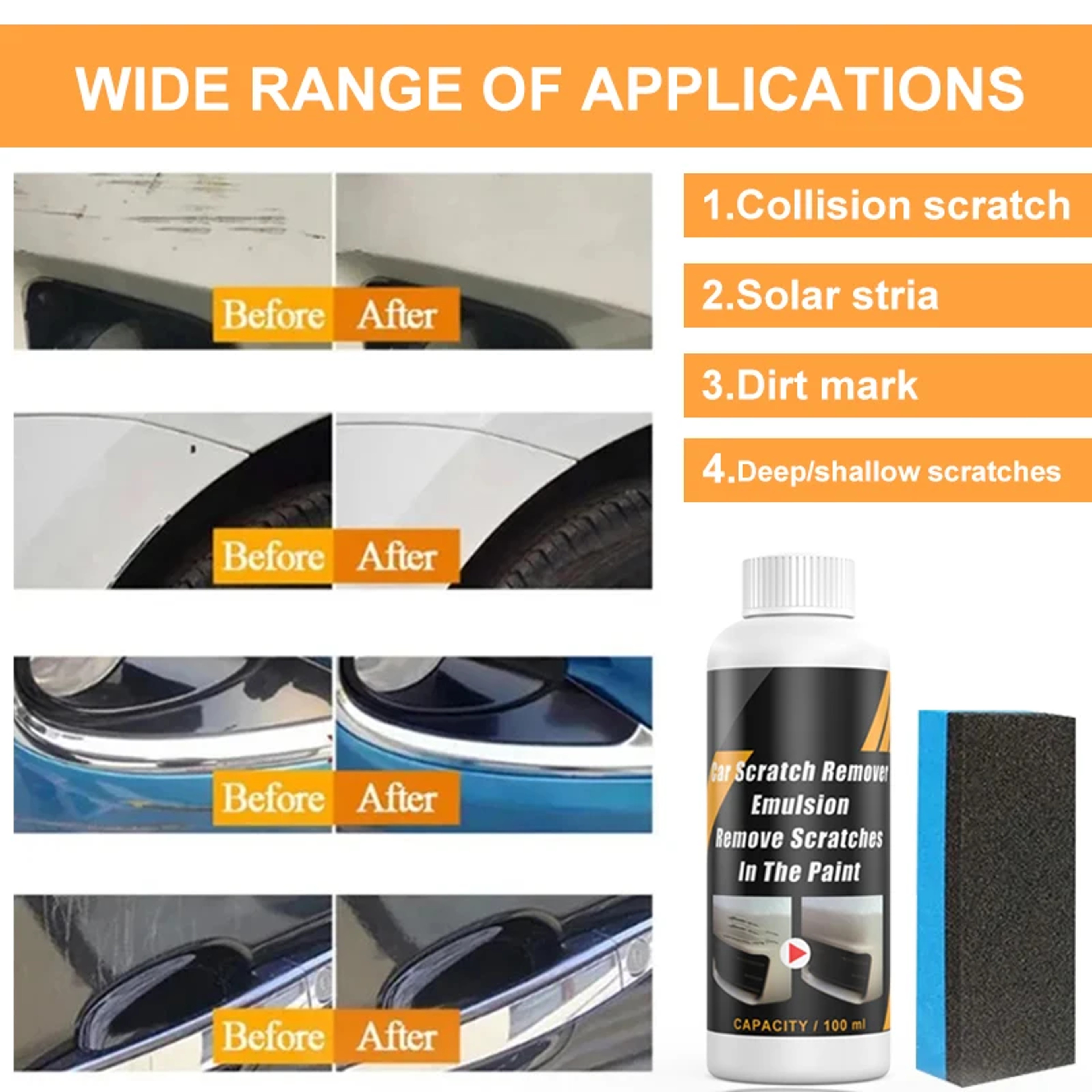 Car Scratch Remover Polish Auto Body Grinding Compound & Anti Scratch Wax for Paint Care & Scratches Repair – view 2