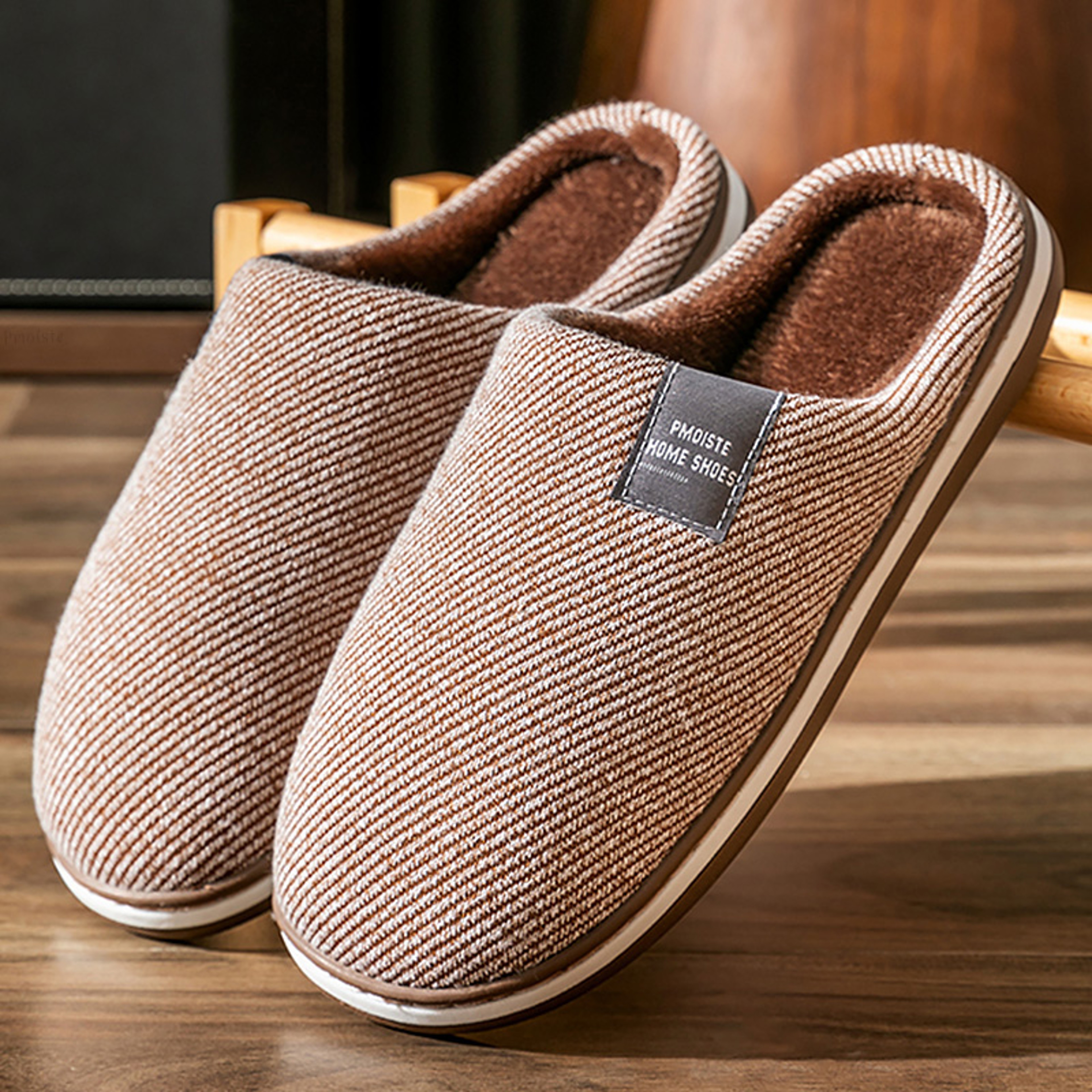 Men Warm Cotton Slippers Cozy Indoor & Bedroom Slippers with Plush Fluffy Comfort – view 2