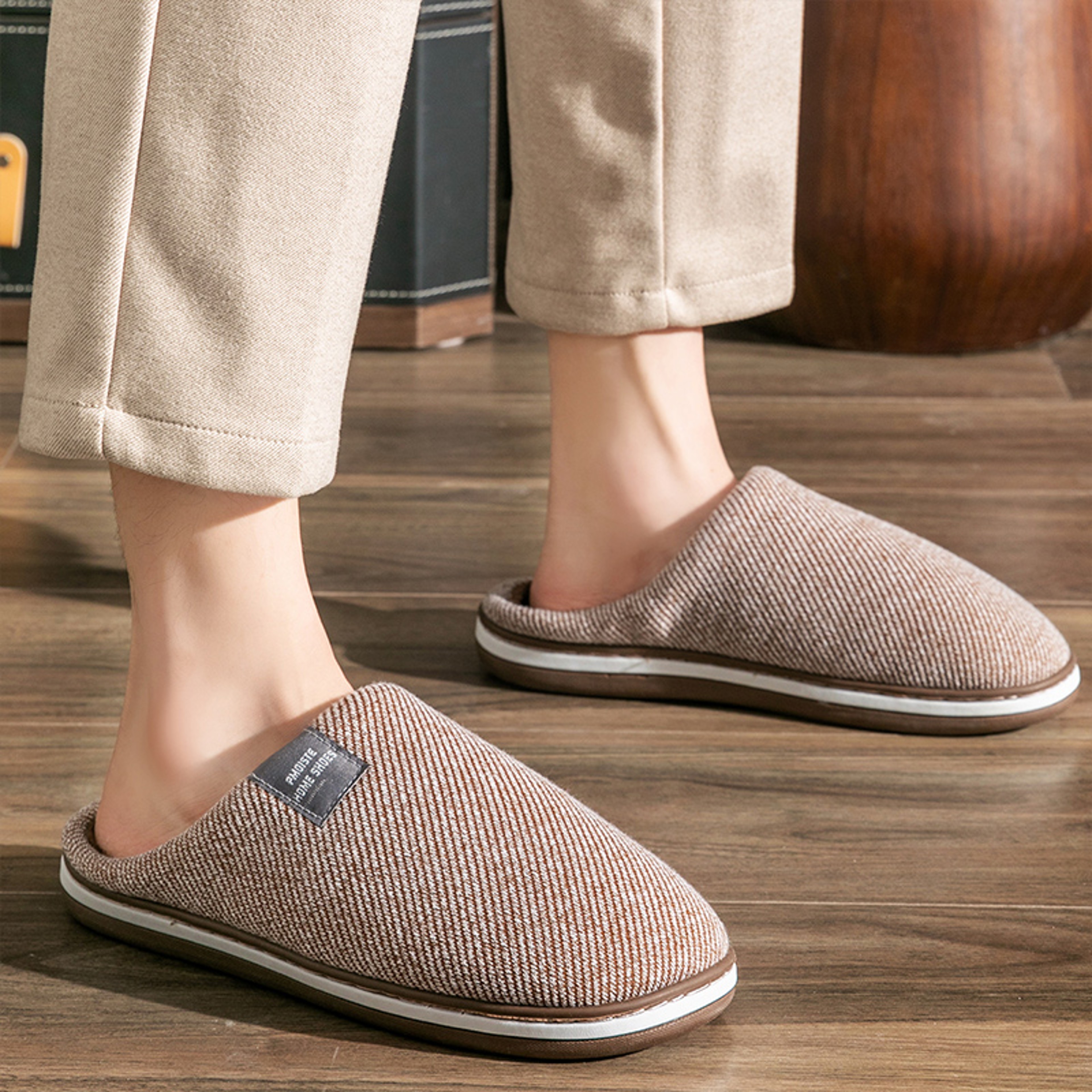 Men Warm Cotton Slippers Cozy Indoor & Bedroom Slippers with Plush Fluffy Comfort – view 8