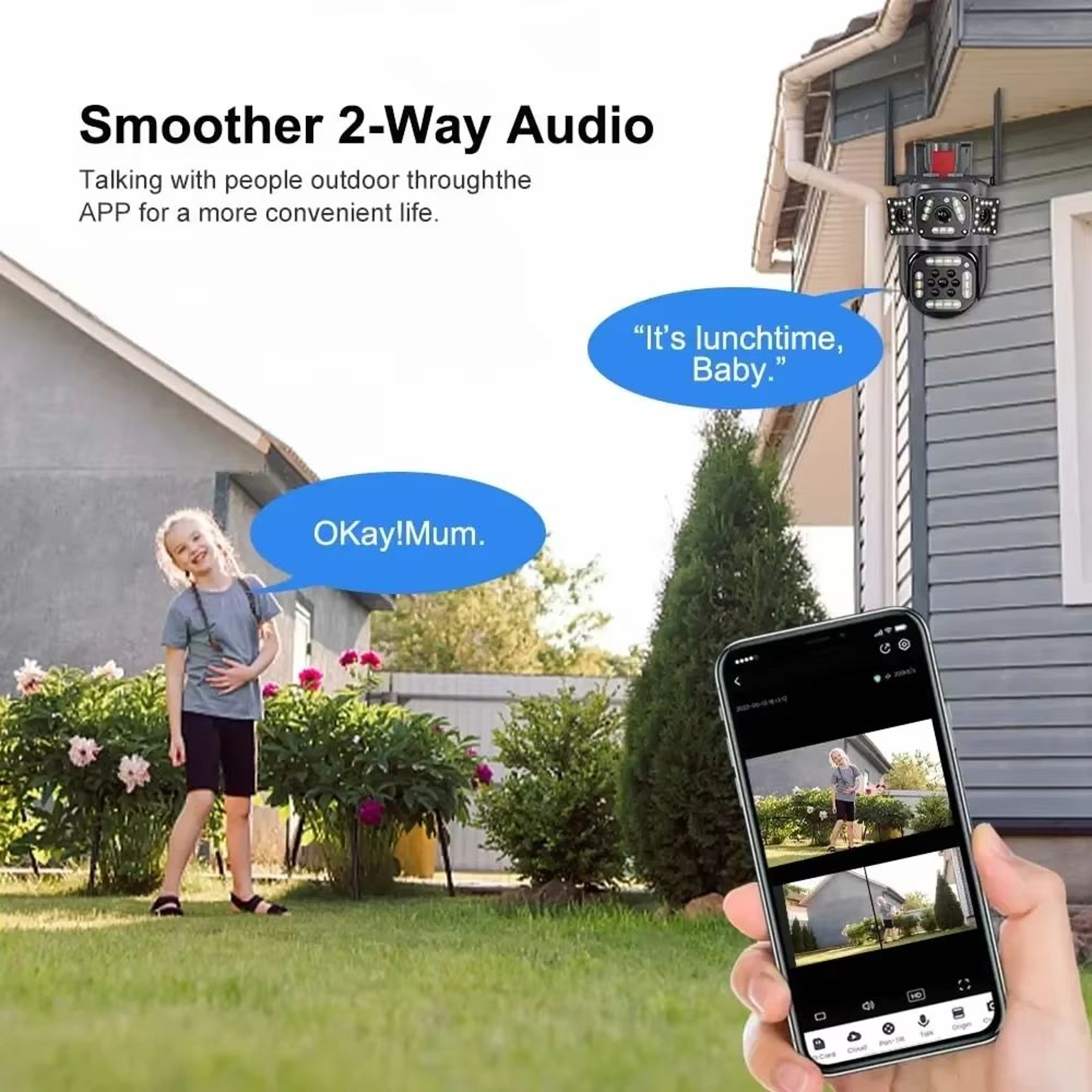 6K 12MP WiFi Surveillance Camera Outdoor Triple Lens Triple Screen PTZ Motion Detection IP Security 2