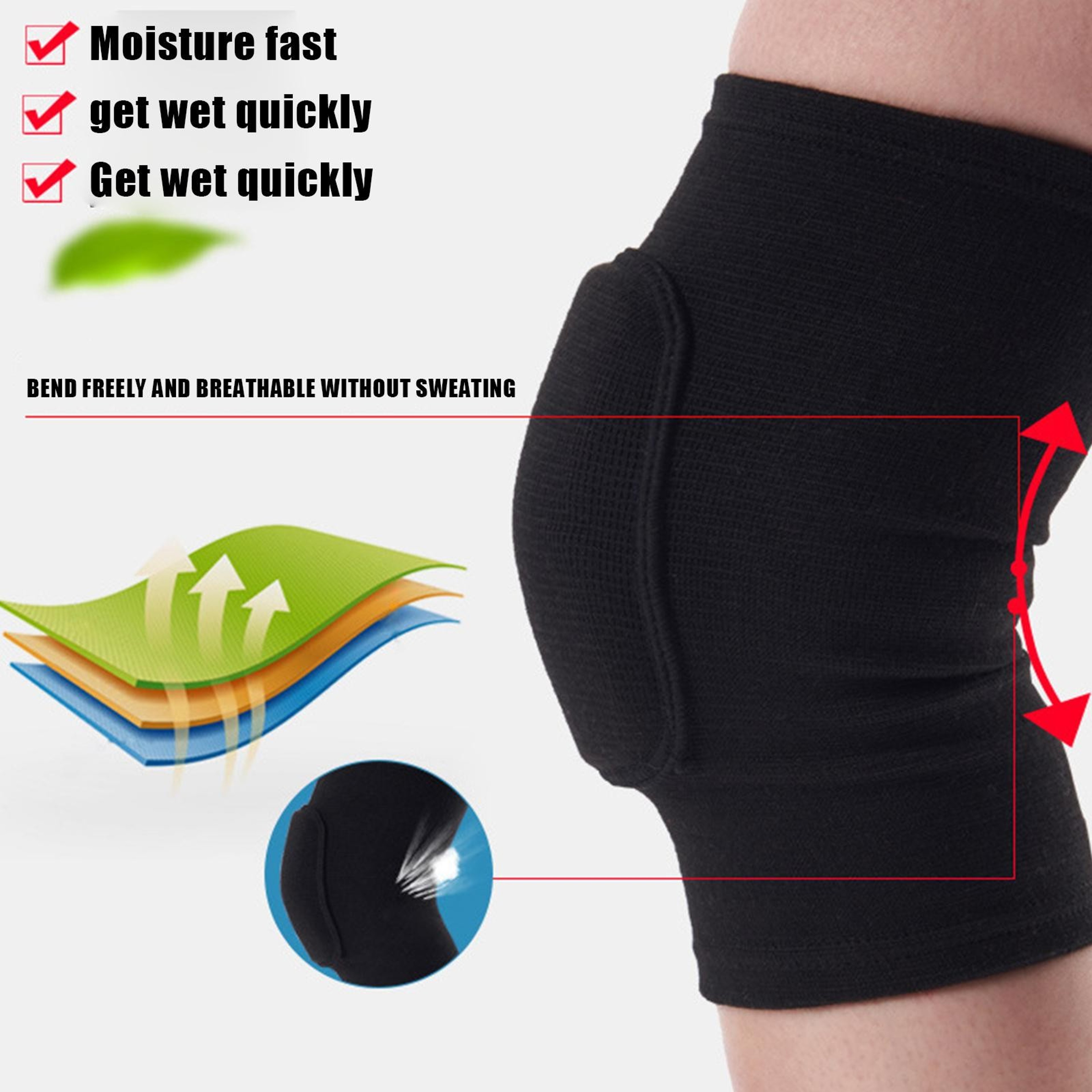 Sports Compression Knee Pads,Thickened Sponge Knee Brace Support for Workout, Dancing & Training,Elastic Knee Protector – view 5