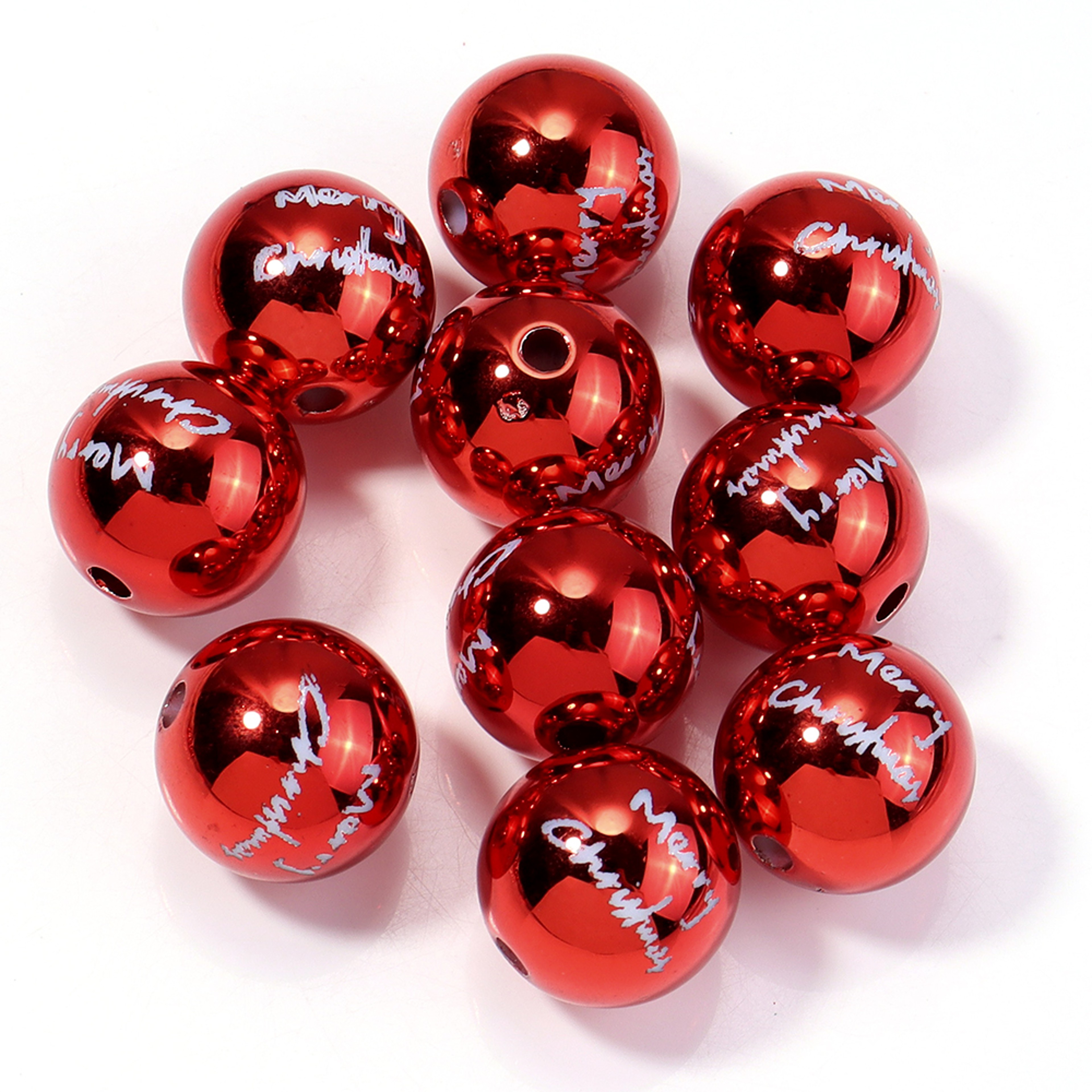 Color Printed Big Ball Bead, Christmas Acrylic Beads, for Christmas Tree Party Decoration, Ornament Making Accessories – view 7