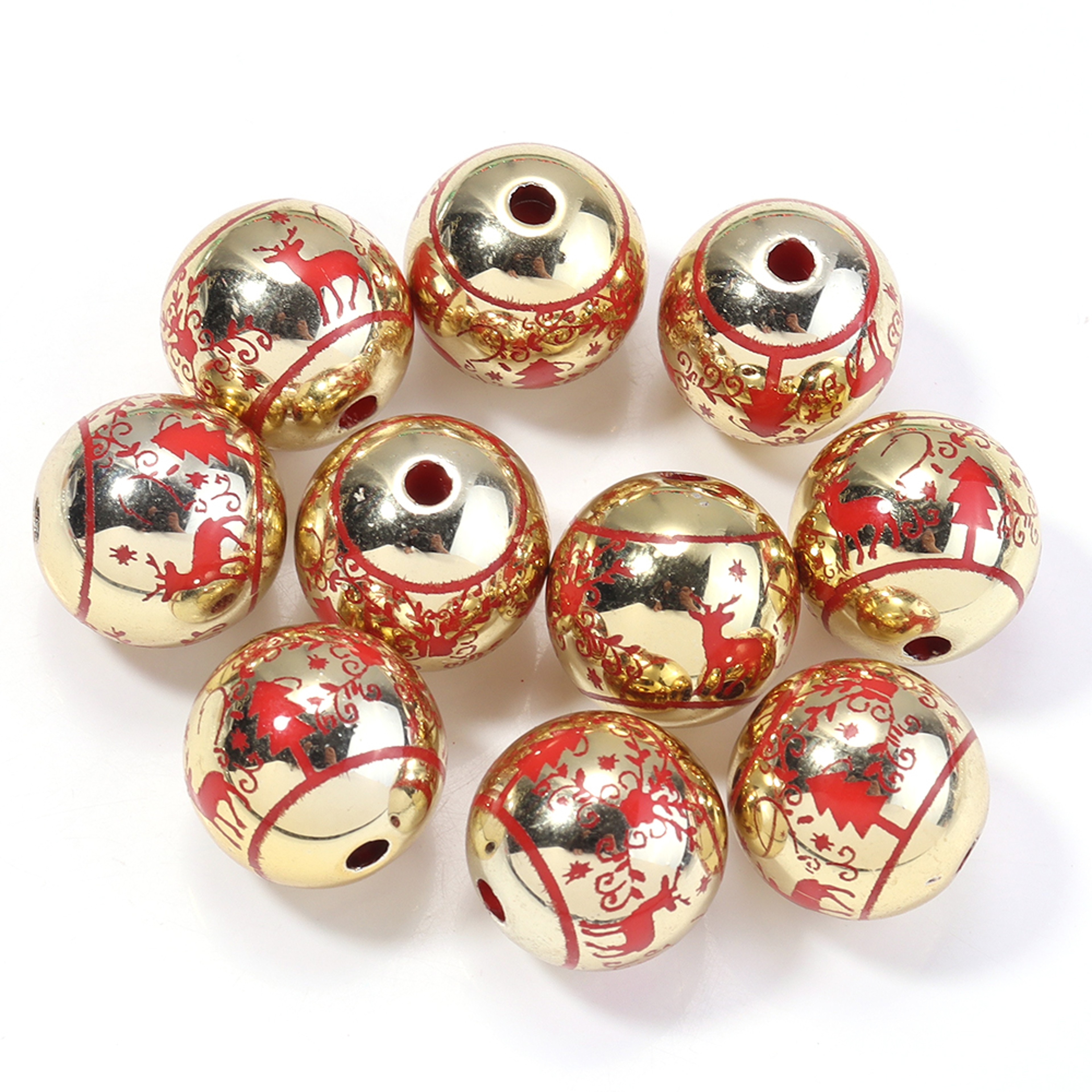 Color Printed Big Ball Bead, Christmas Acrylic Beads, for Christmas Tree Party Decoration, Ornament Making Accessories – view 11