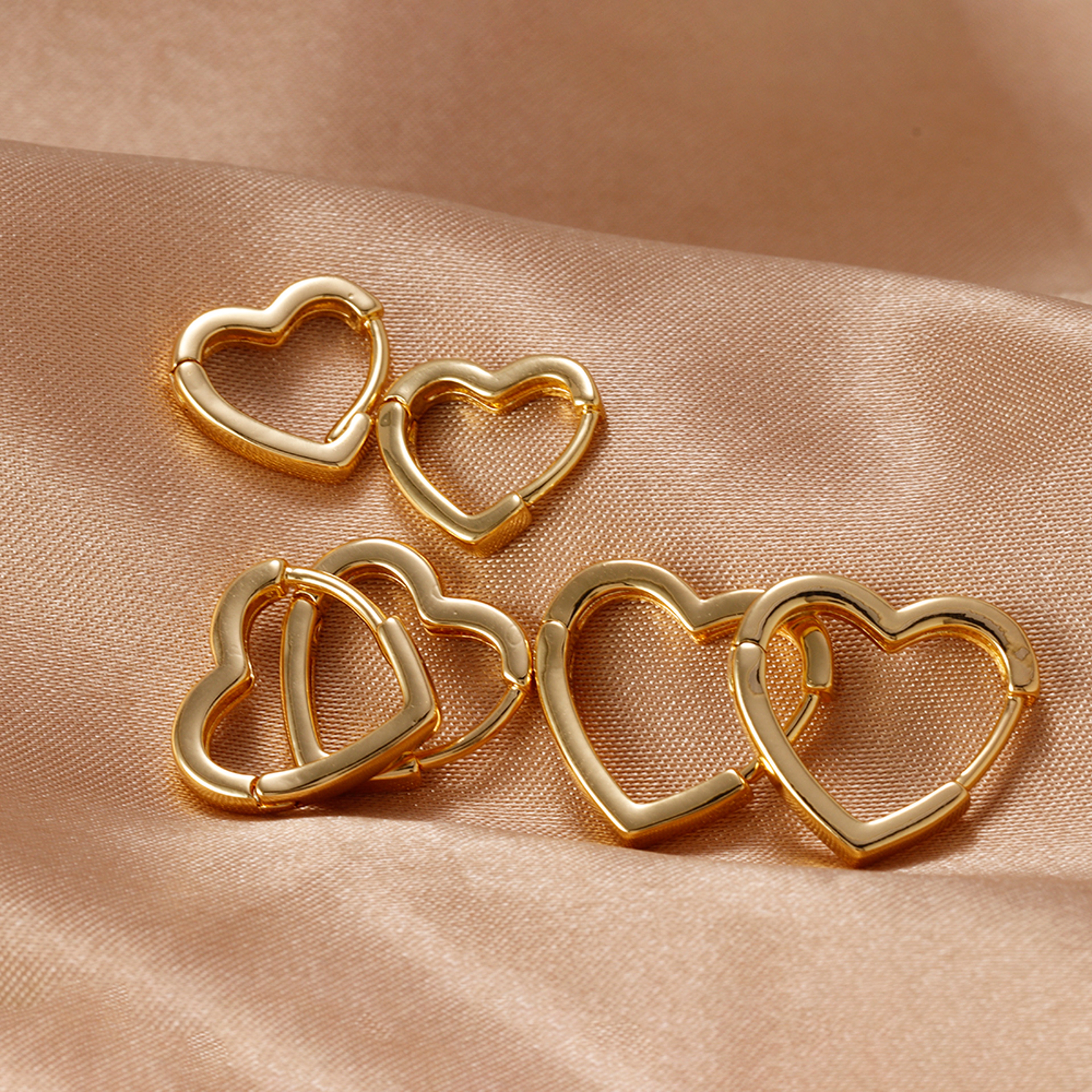 Minimalist Heart Hoop Earrings Stainless Steel Huggie Hoops for Women – view 1