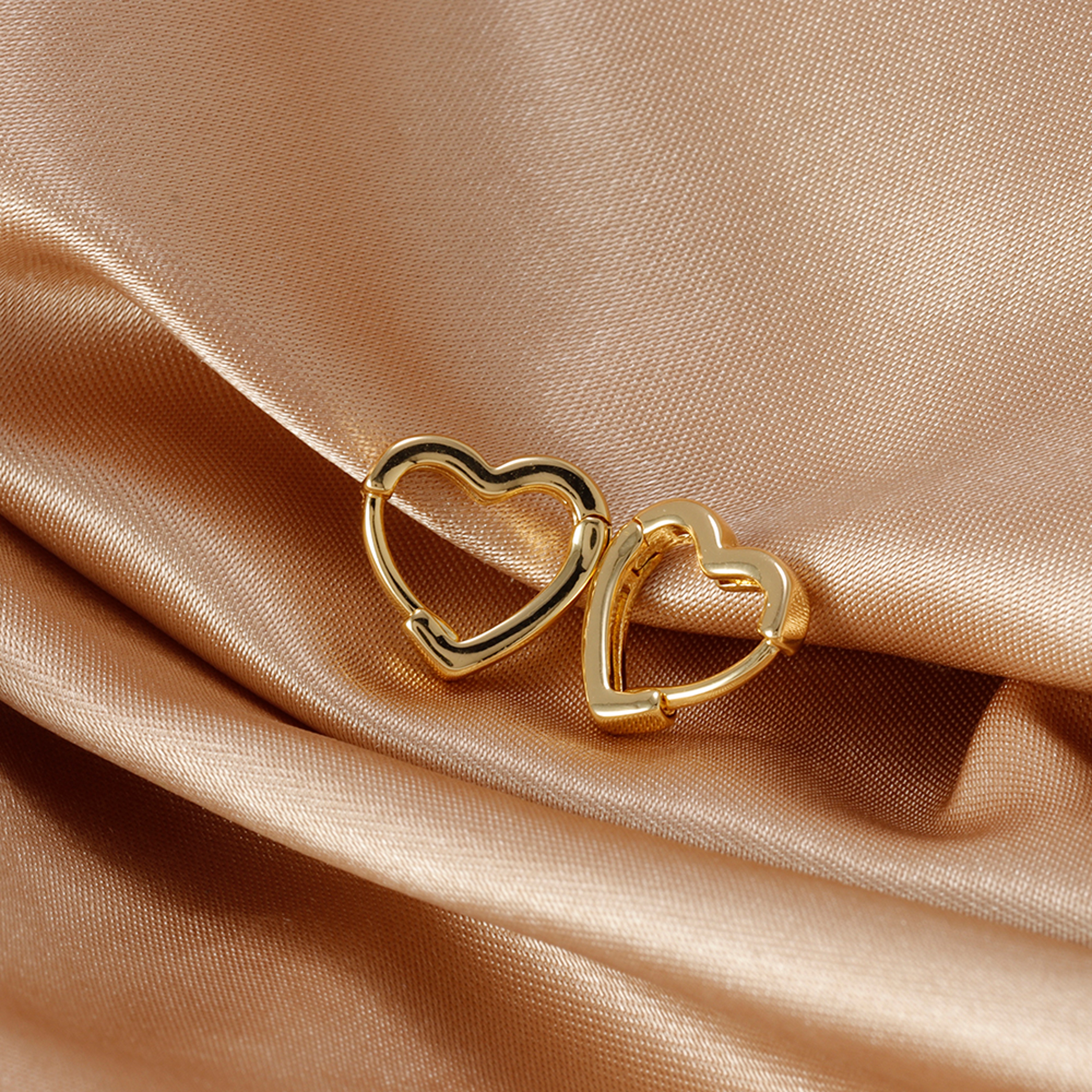 Minimalist Heart Hoop Earrings Stainless Steel Huggie Hoops for Women – view 7