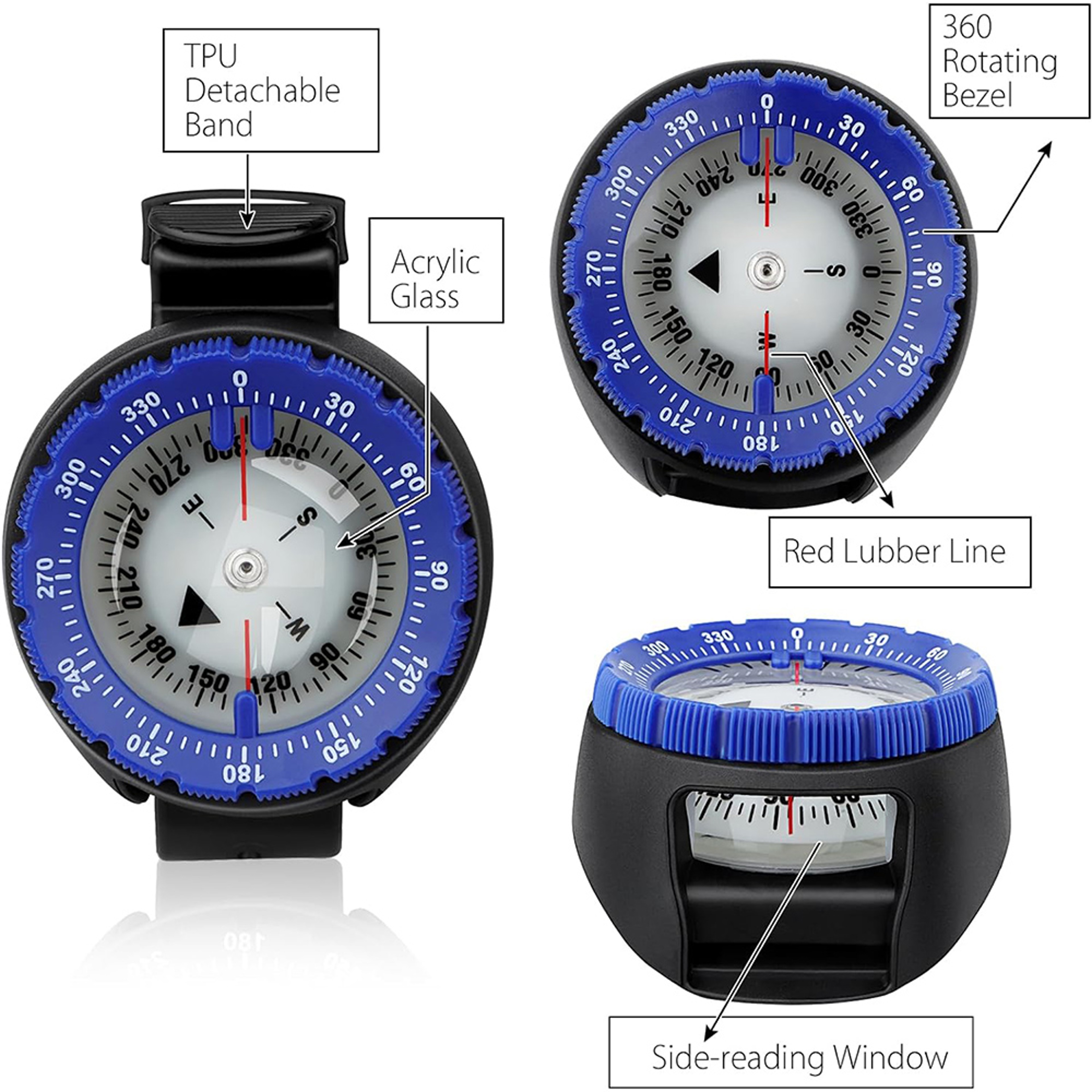 Professional Underwater Diving Compass Watch Waterproof Luminous Scuba Navigator – view 6