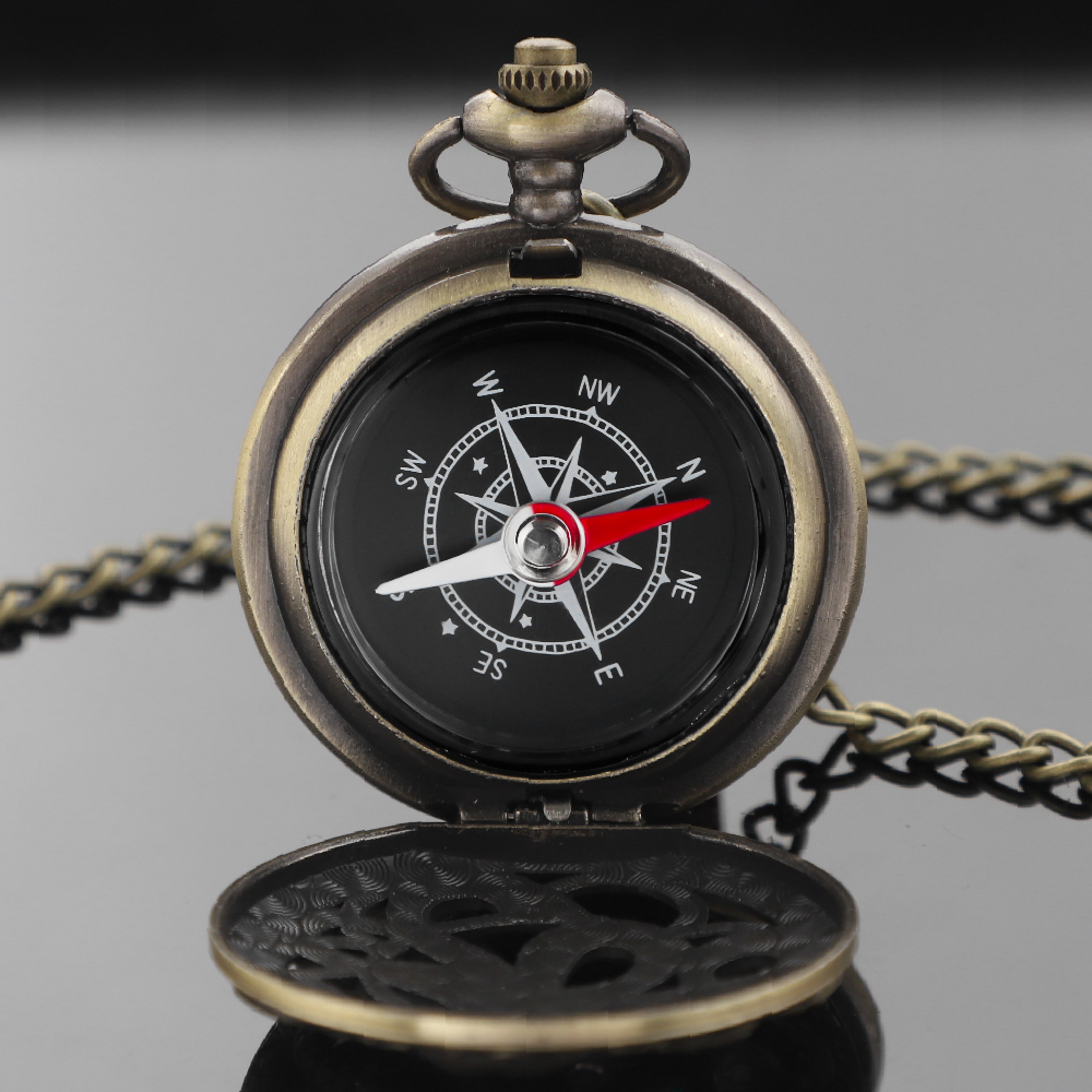 Vintage Brass Pocket Compass Watch Pendant For Hiking Camping Navigation Gift 7