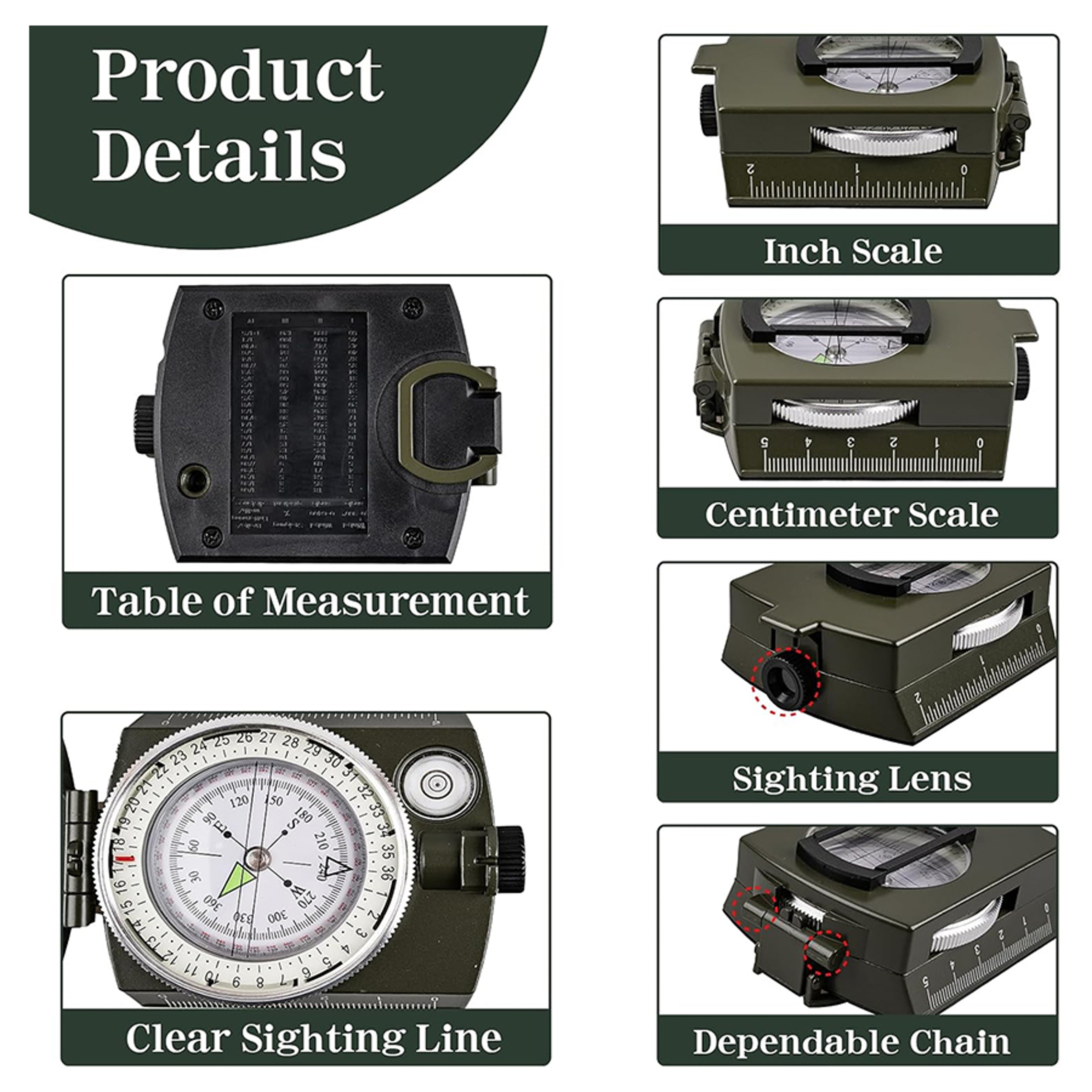 Tactical Survival Compass Waterproof Military Hiking Navigation Tool with Lensatic Sighting – view 2