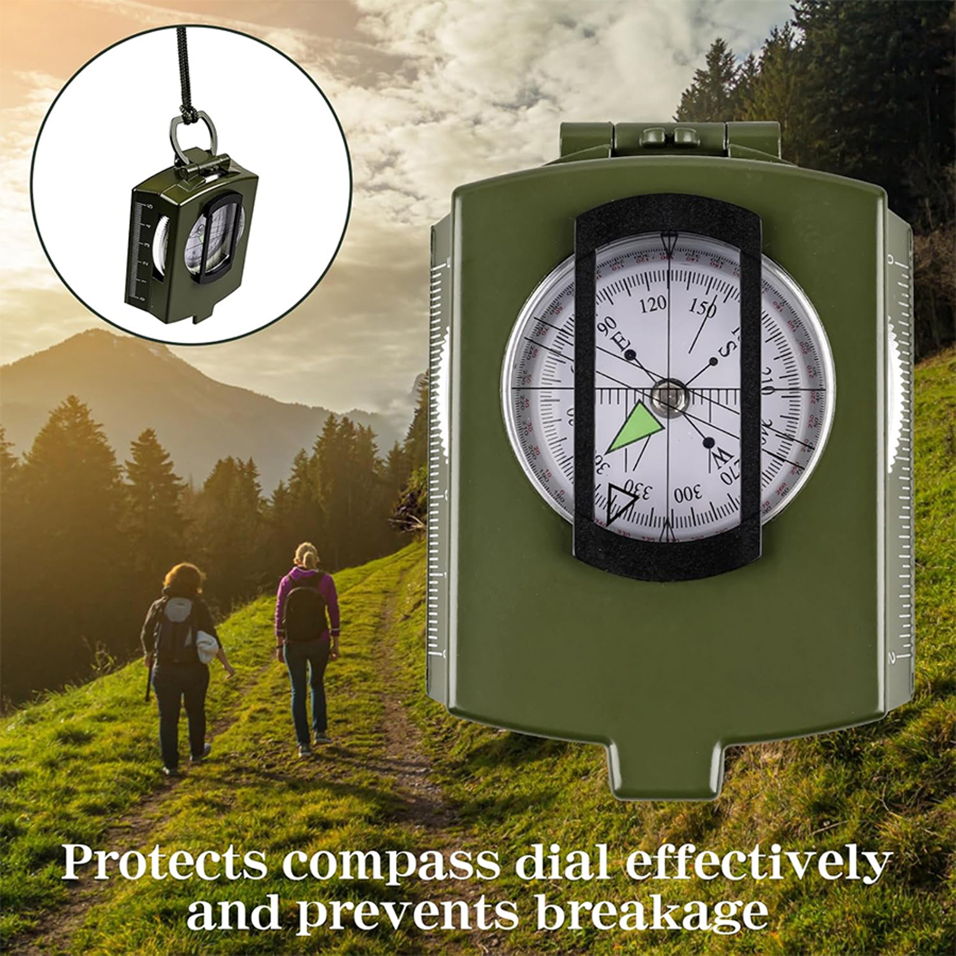 Tactical Survival Compass Waterproof Military Hiking Navigation Tool with Lensatic Sighting – view 6