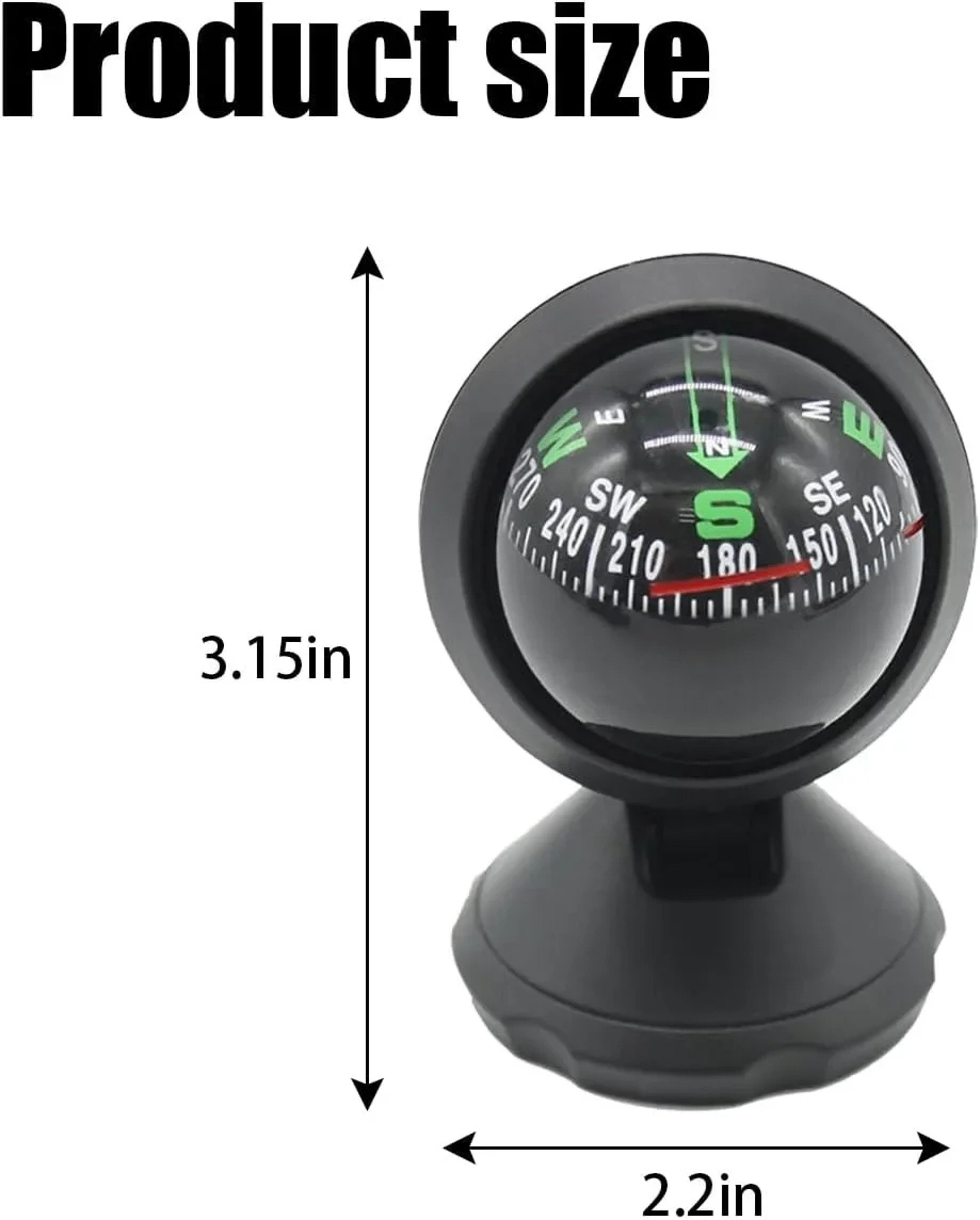 Adjustable Dashboard Car Compass for Accurate Vehicle and Marine Navigation – view 2