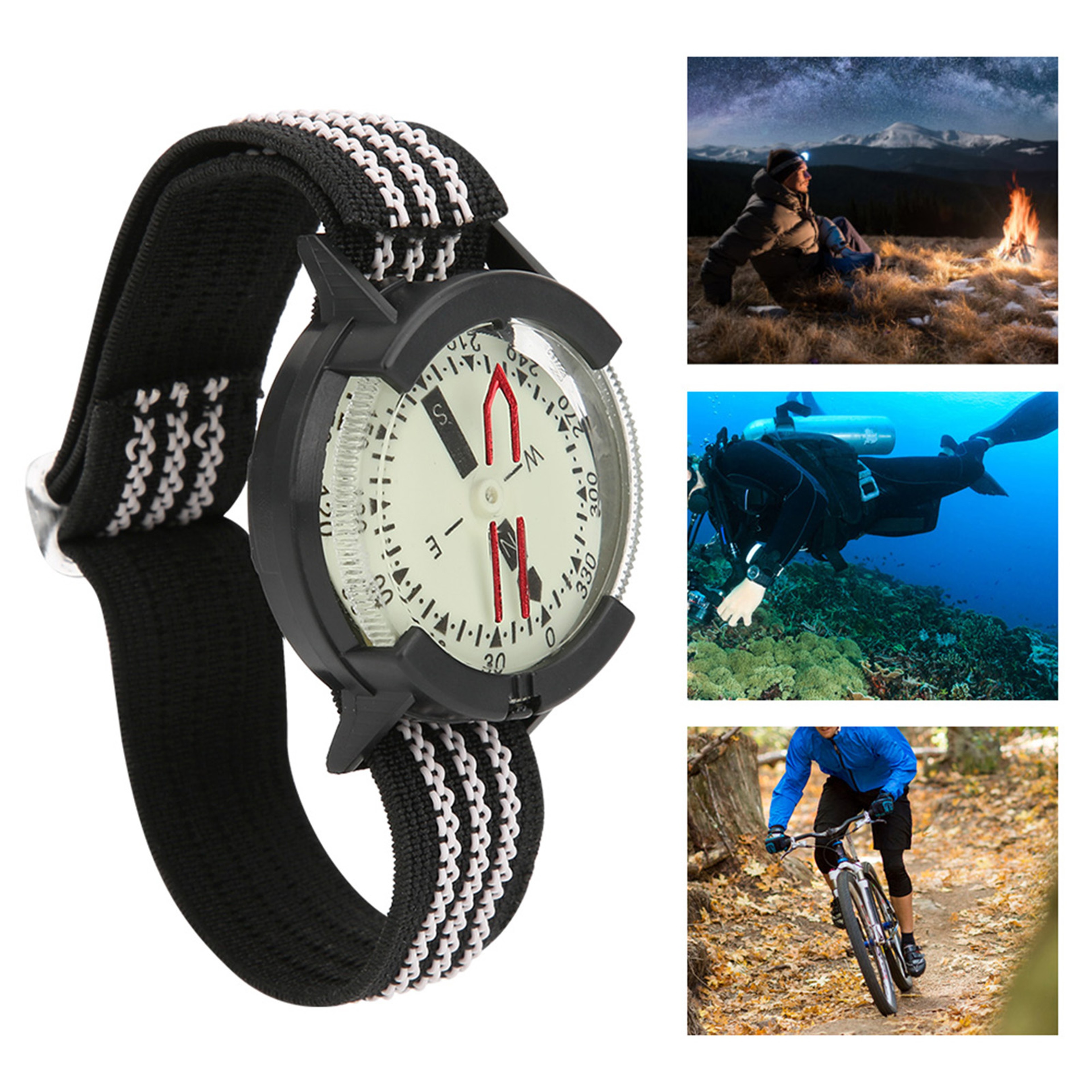 Luminous Waterproof Compass Watch For Hiking Diving  Outdoor Navigation 0
