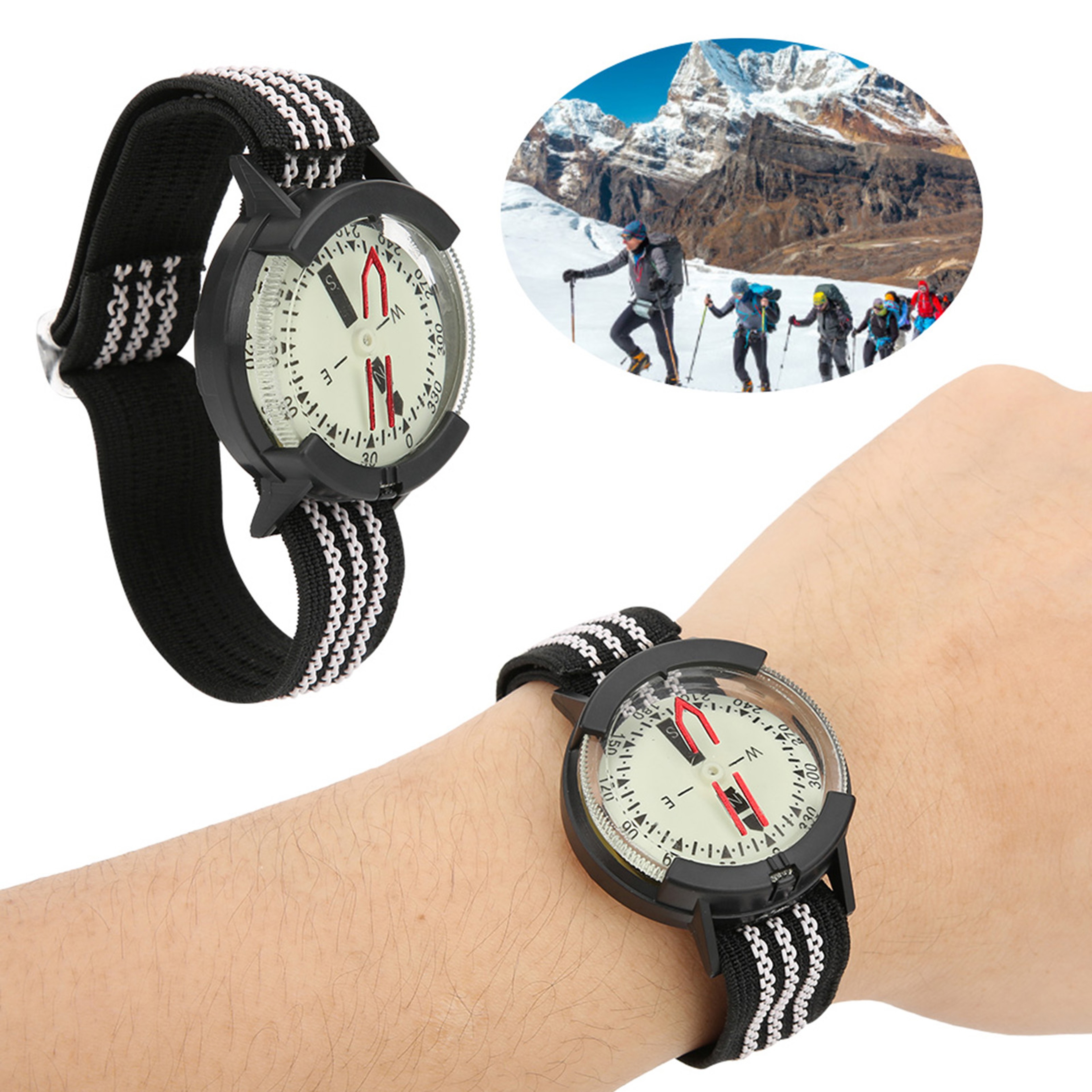 Luminous Waterproof Compass Watch For Hiking Diving  Outdoor Navigation 2