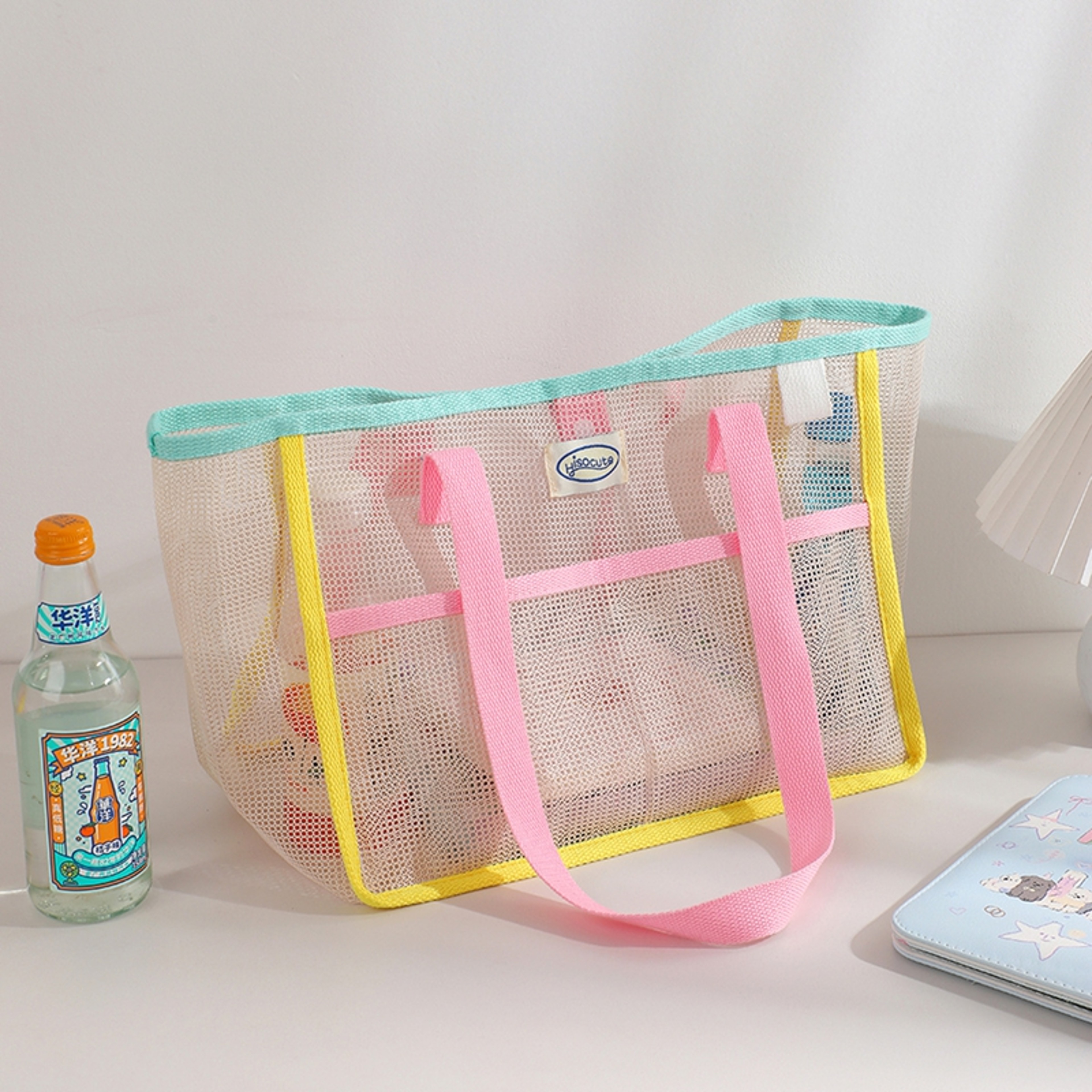 Summer Mesh Beach Tote Bag Large Capacity Waterproof Shower Carry Bag 6