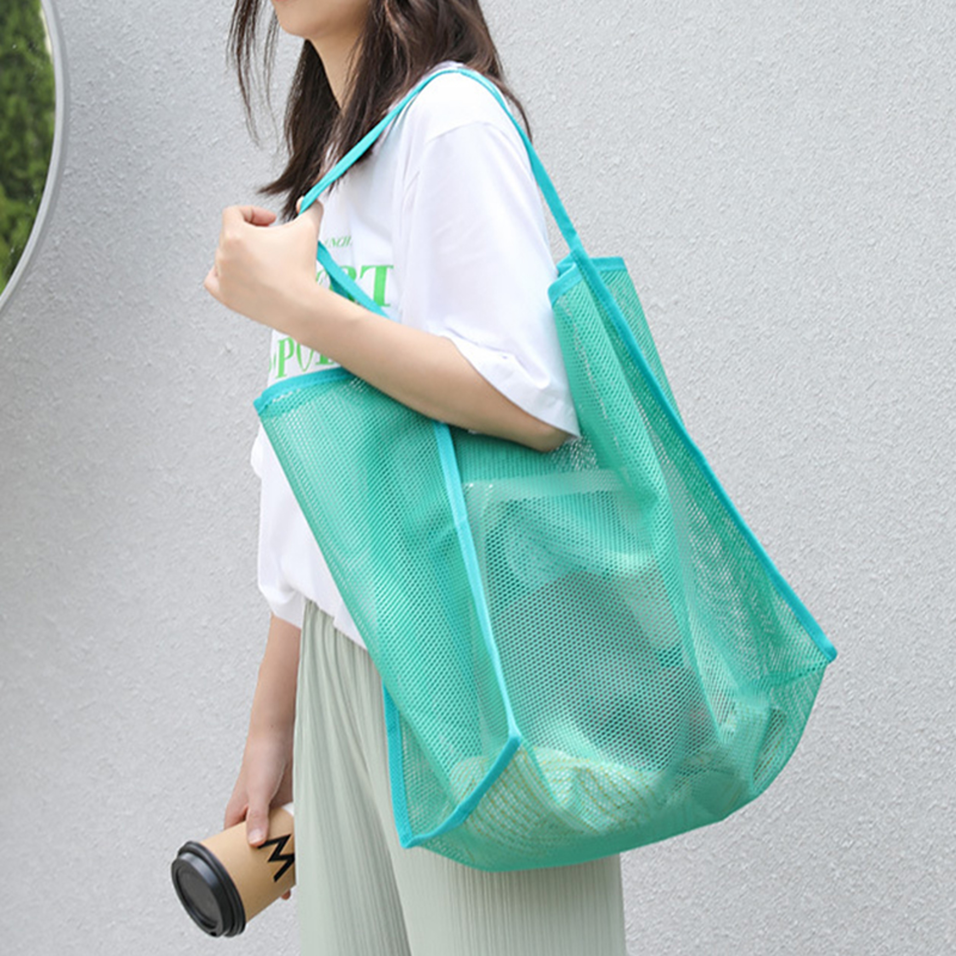 Womens Mesh Beach Tote Large Capacity Summer Travel Shoulder Bag 4