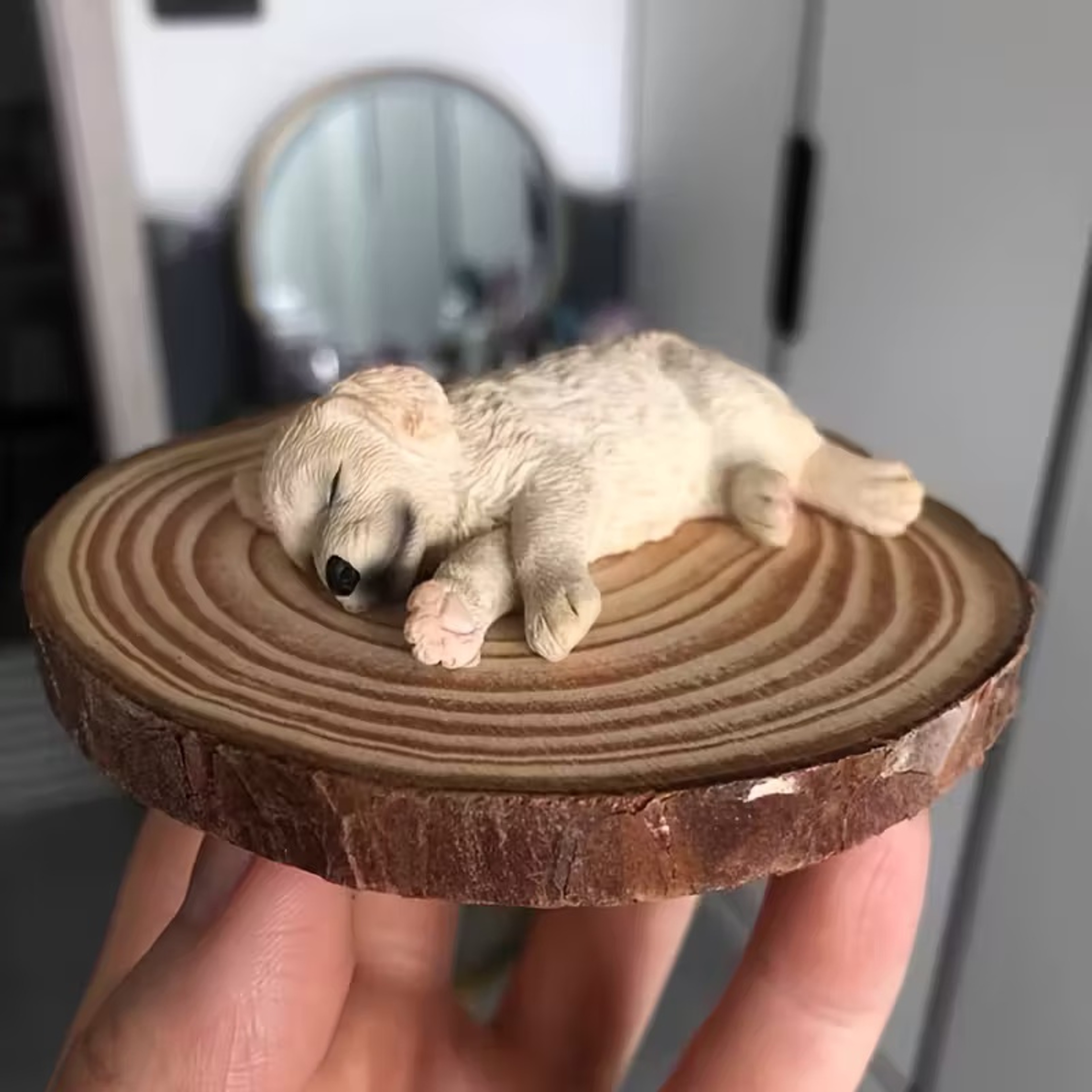 Realistic Sleeping Dog Figurine Set Golden Retriever Labrador Decor for Car Dashboard or Desk – view 5