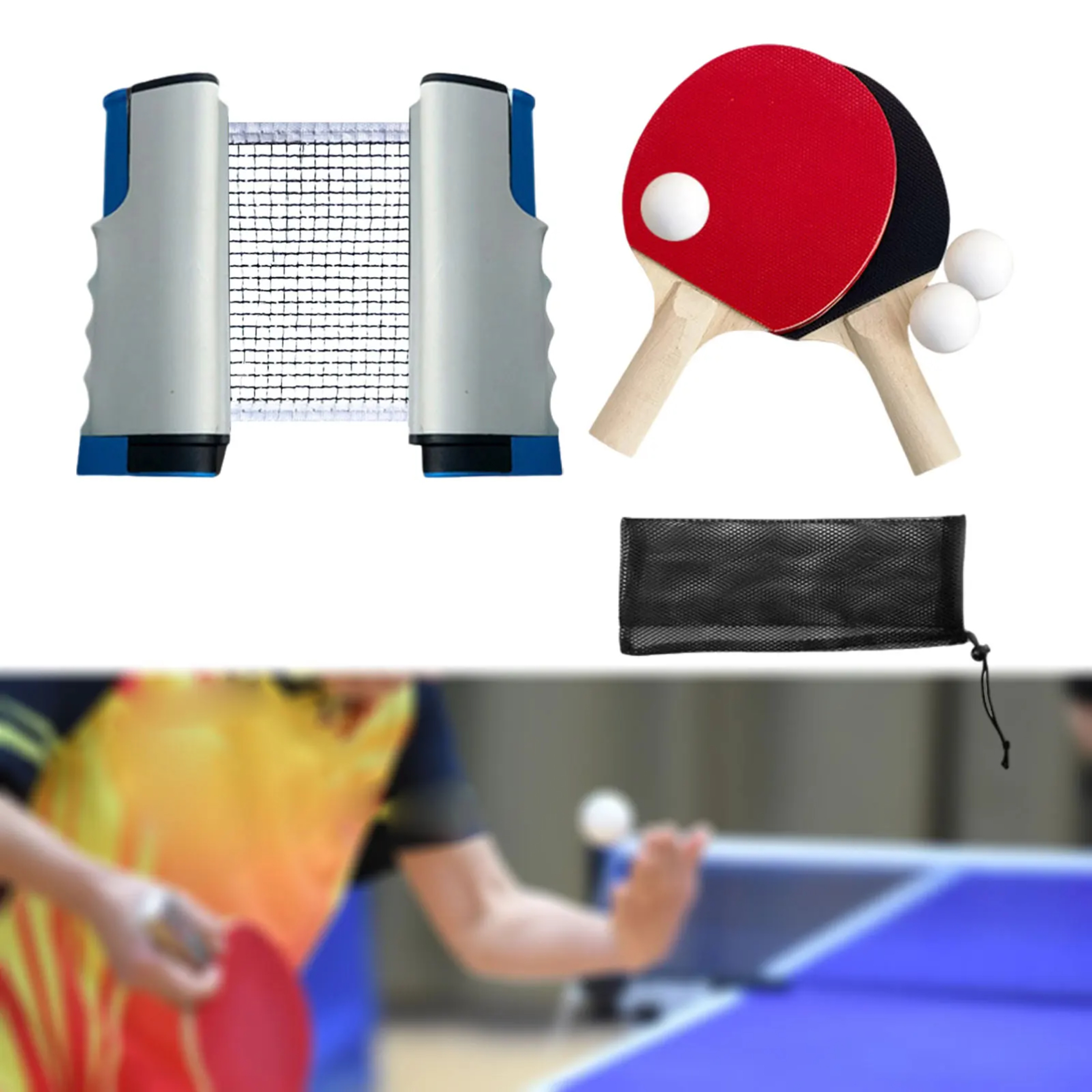 Portable Table Tennis Set with Retractable Net Ping Pong Paddles and Balls Kit – view 3