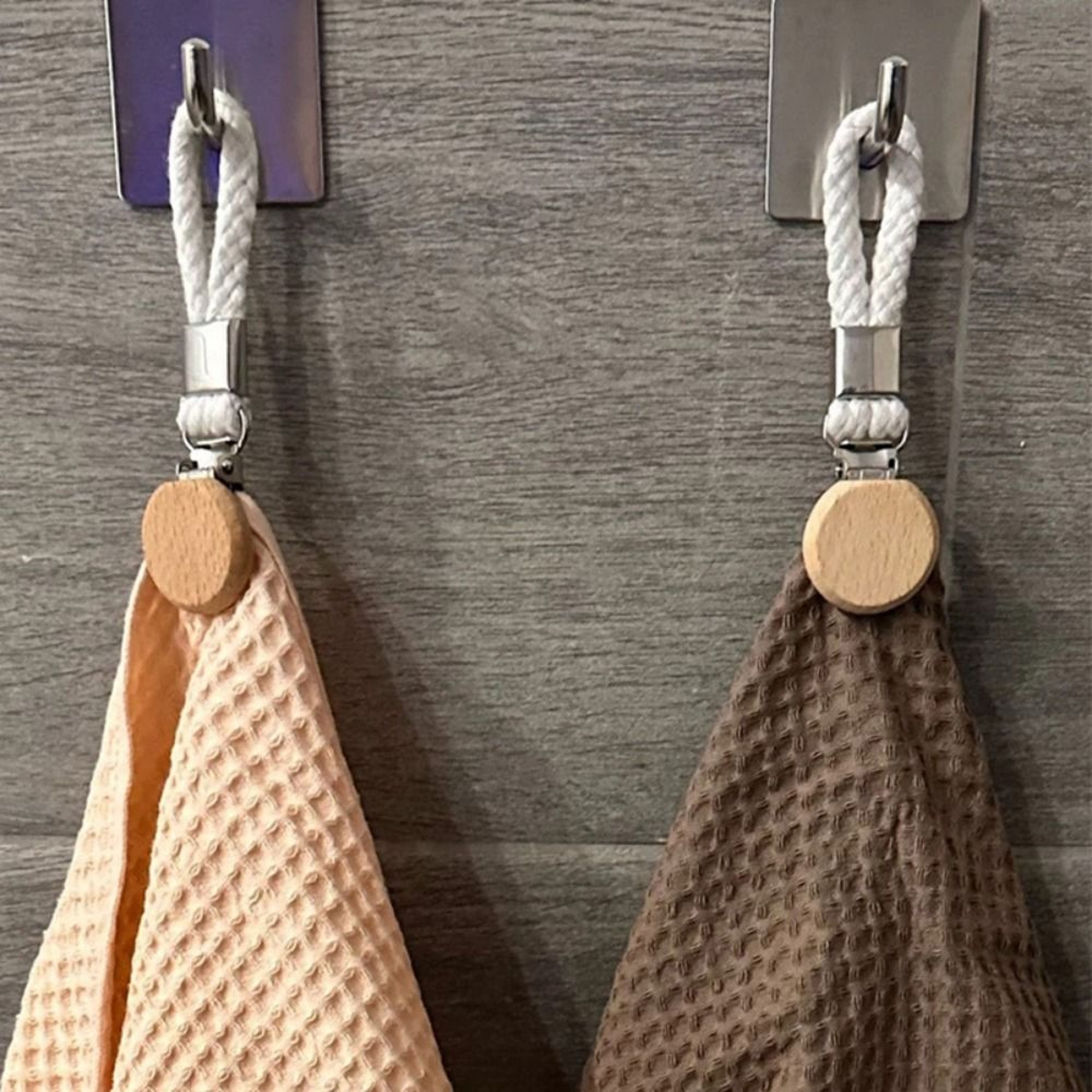Braided Cotton Towel Clip Set Space Saving Towel Holder Loop for Kitchen and Bathroom – view 3