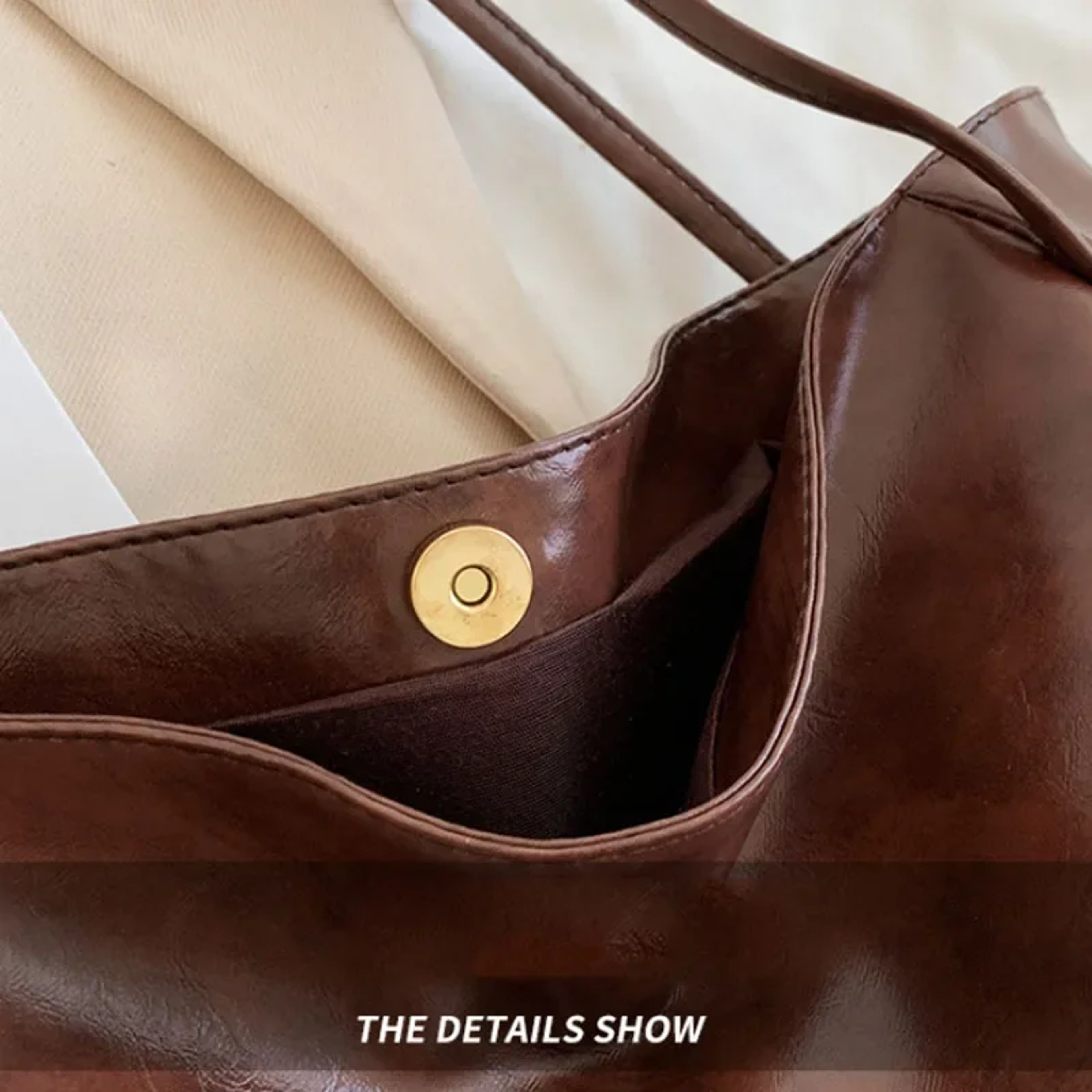 Large Capacity PU Leather Tote Bag Retro Shoulder Crossbody Everyday Handbag 4