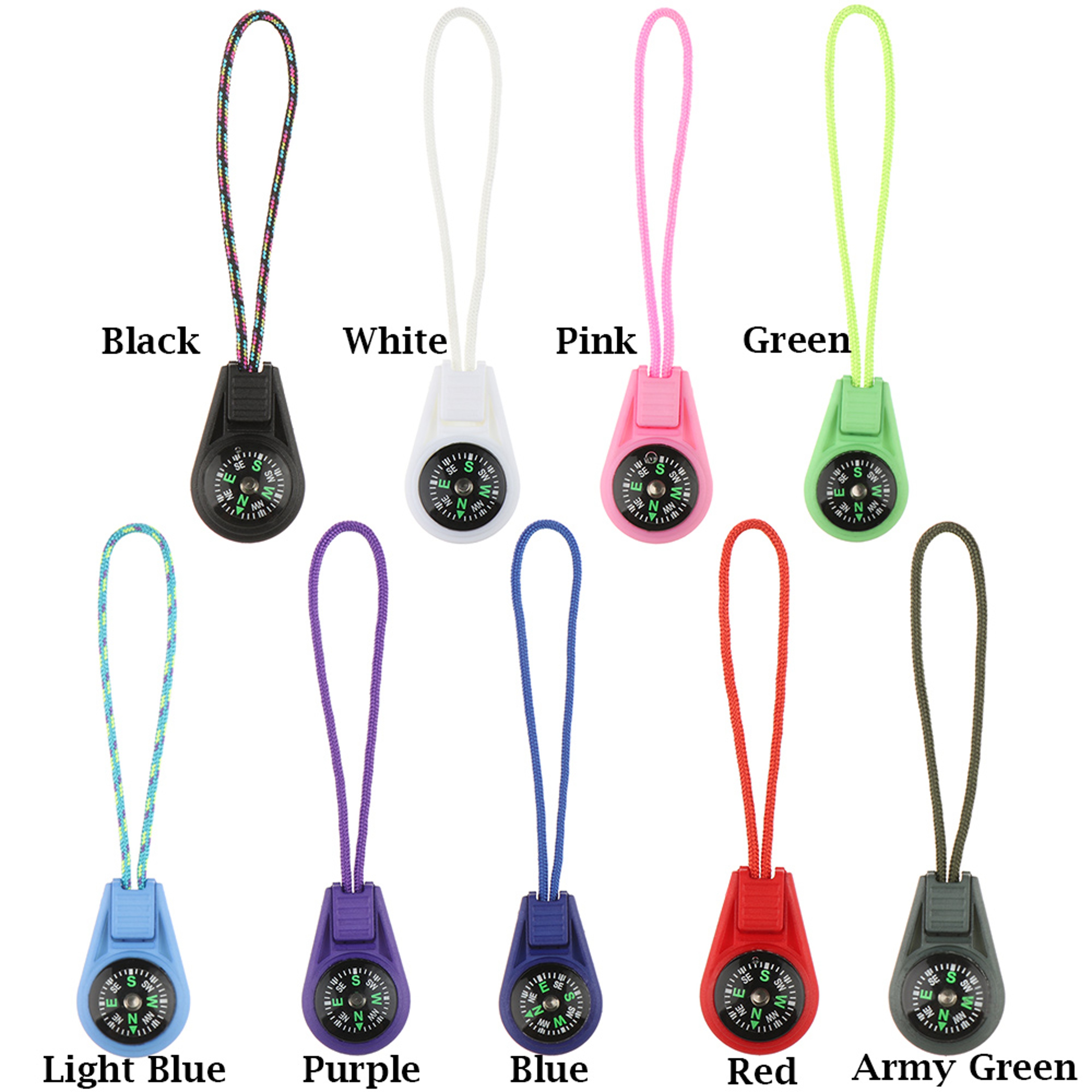 Mini Survival Compass Keychain Paracord Zipper Pull EDC Outdoor Navigation Tool 3