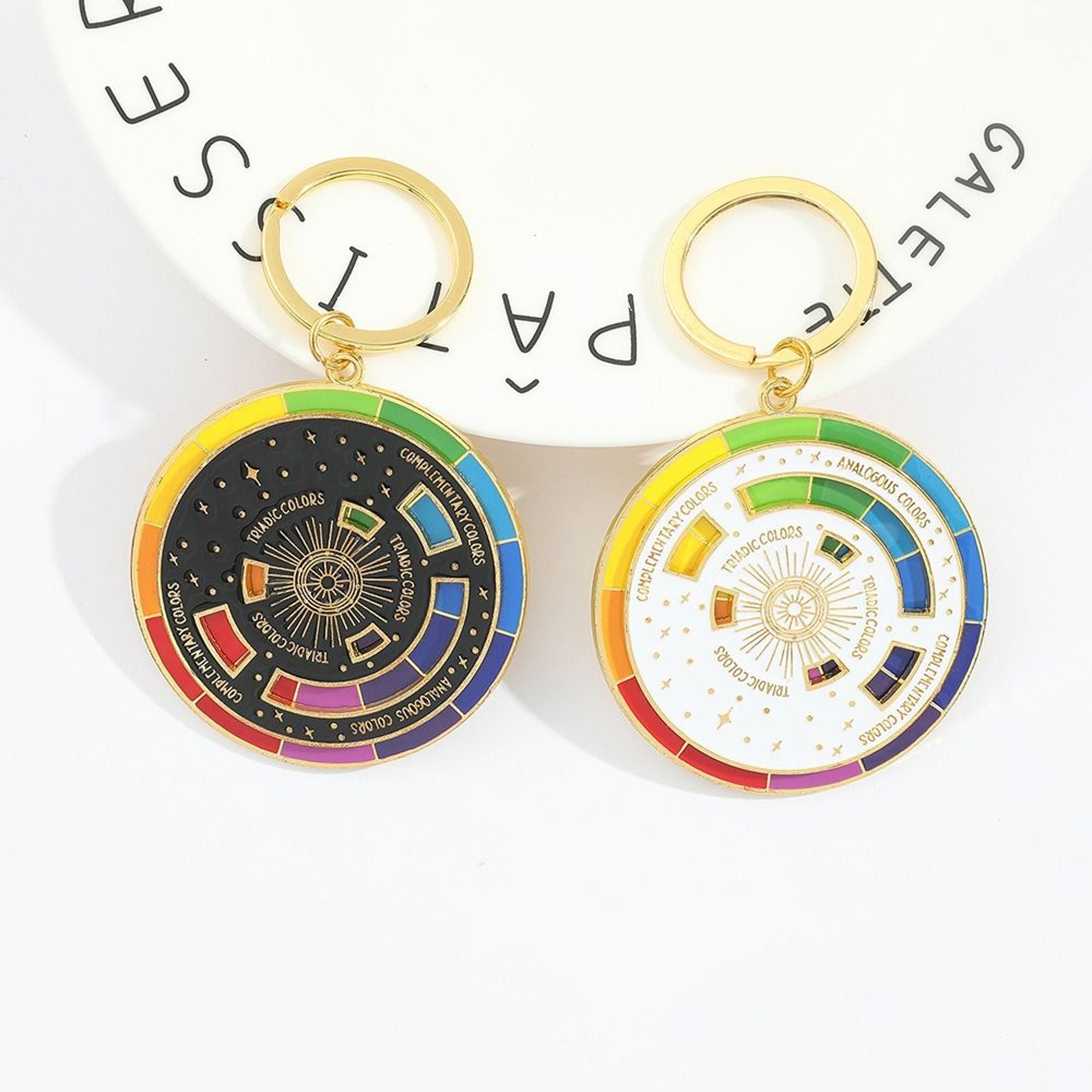 Rotating Color Wheel Keychain Metal Spinning Compass Pendant Stress Relief Toy – view 1