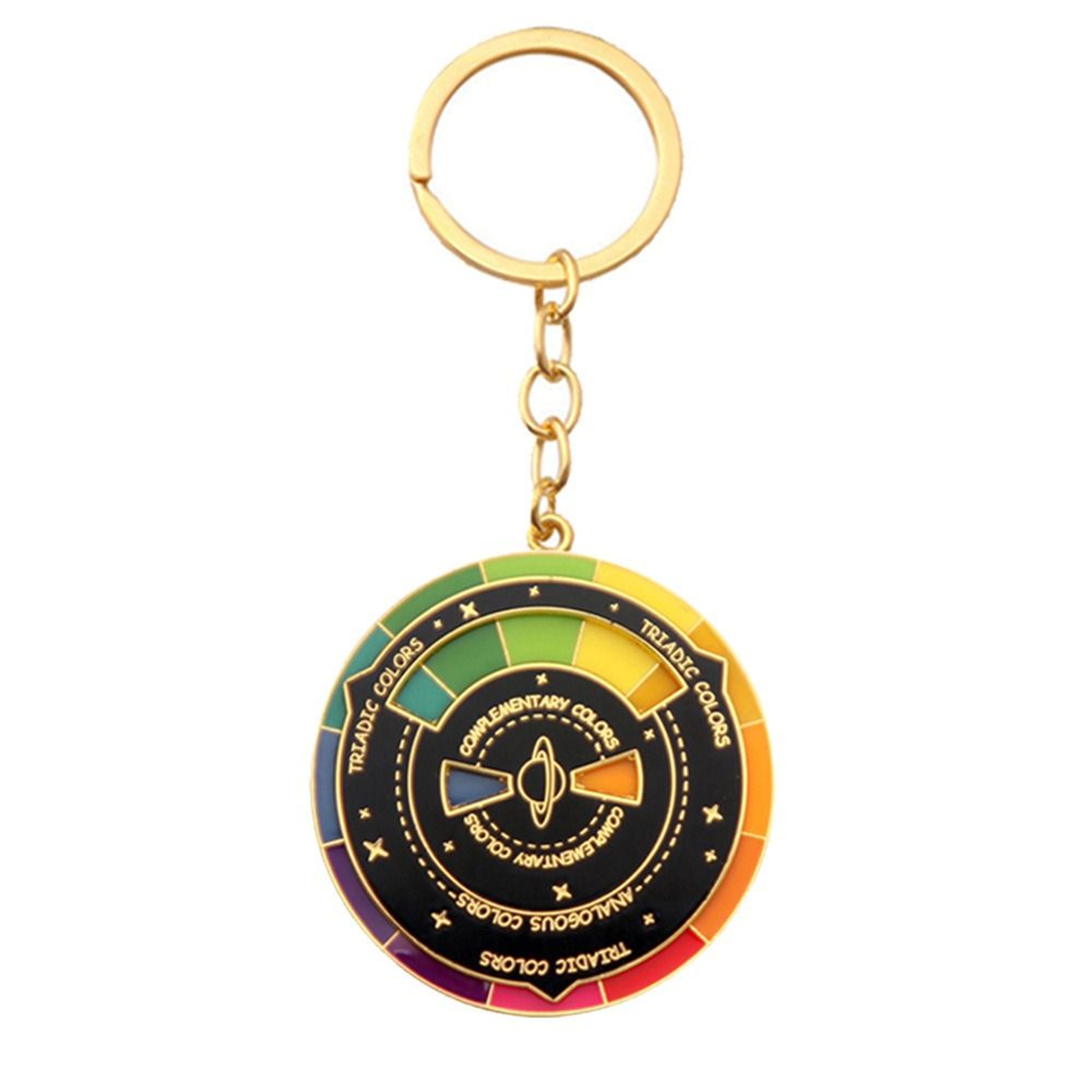 Rotating Color Wheel Keychain Metal Color Compass Artist Palette Keyring – view 3