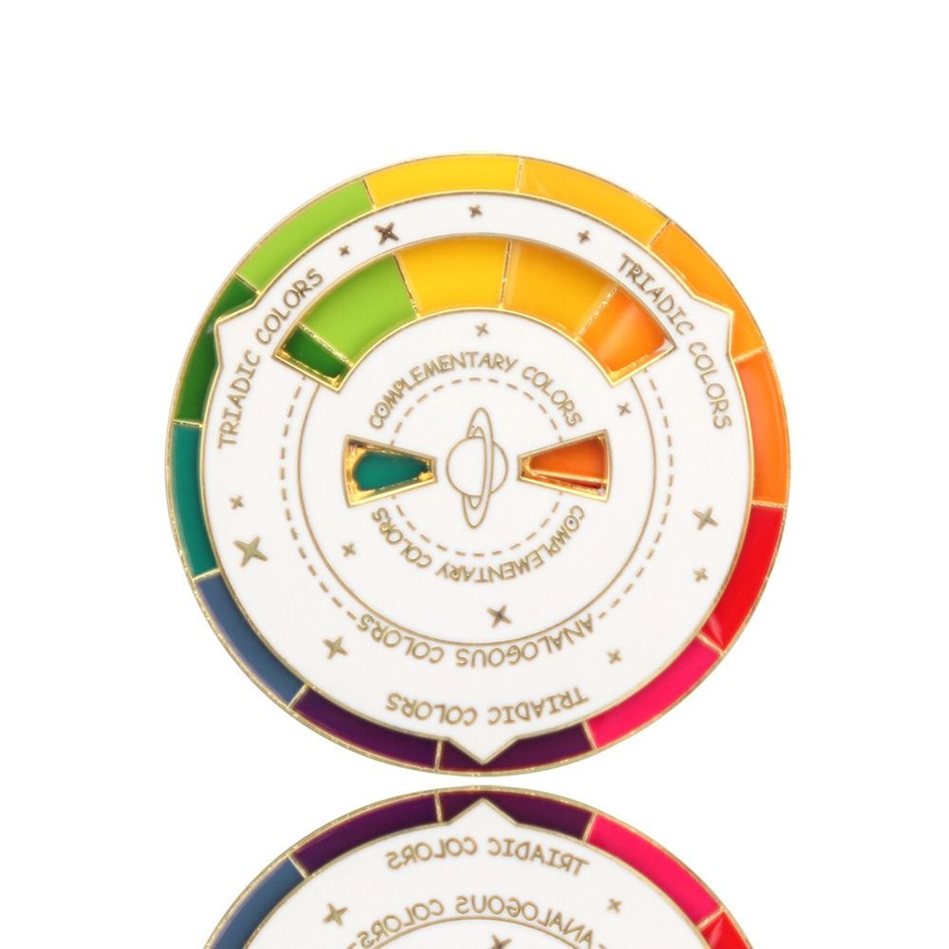 Rotating Color Wheel Keychain Metal Color Compass Artist Palette Keyring – view 10