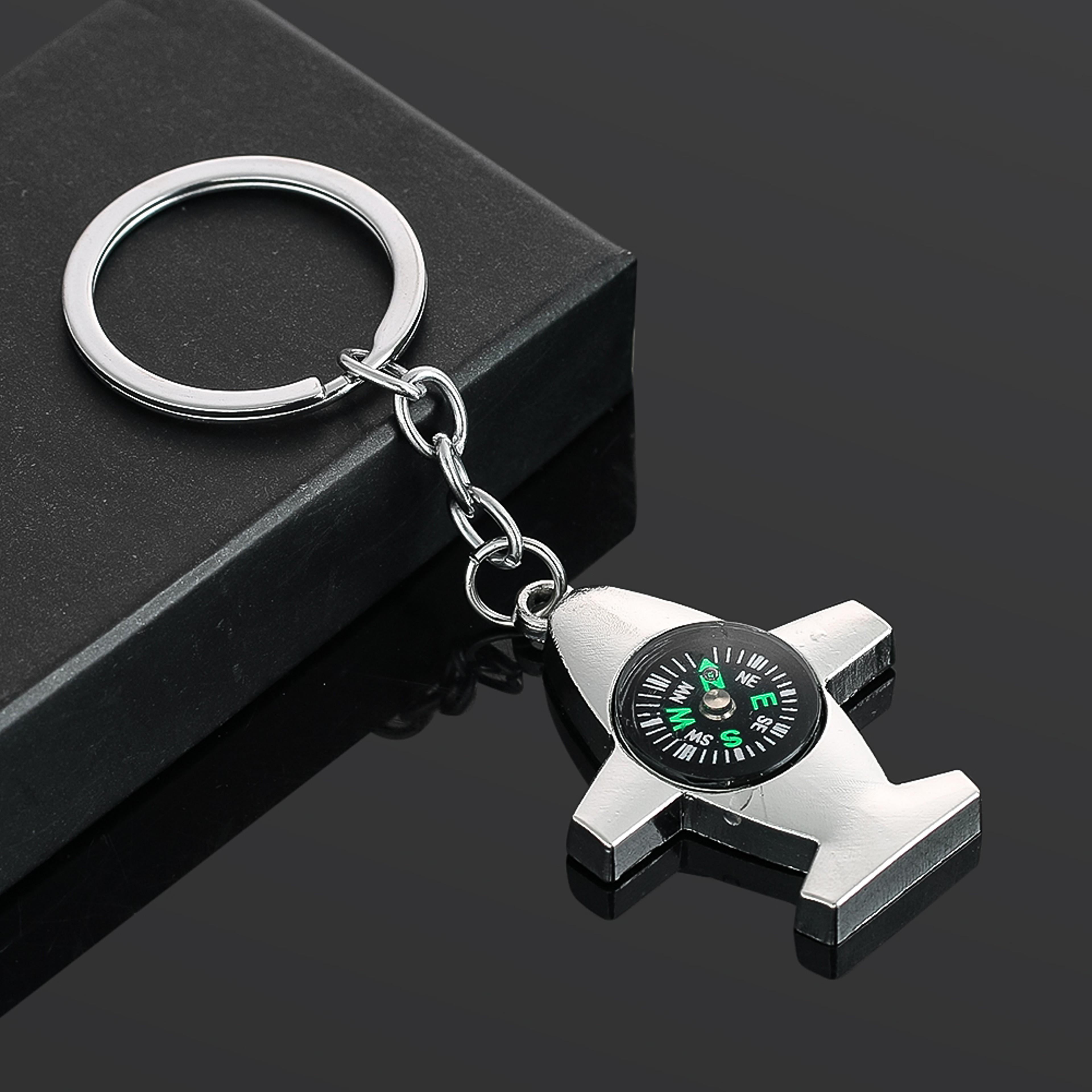 Airplane Compass Keychain Portable Outdoor Survival Key Ring For Travel And Hiking 0