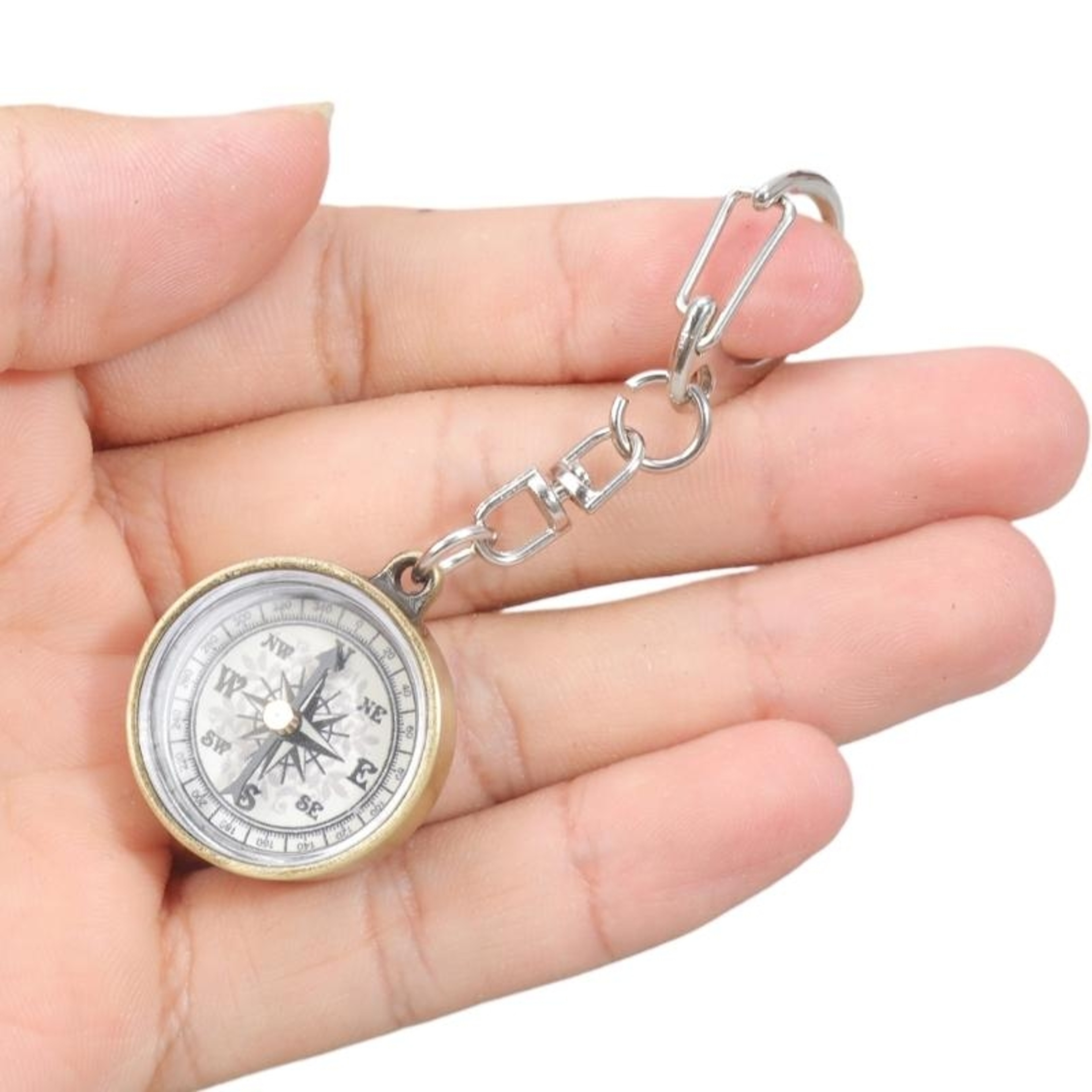 Mini Portable Compass Keychain Retro Survival Hiking Navigation Tool – view 4