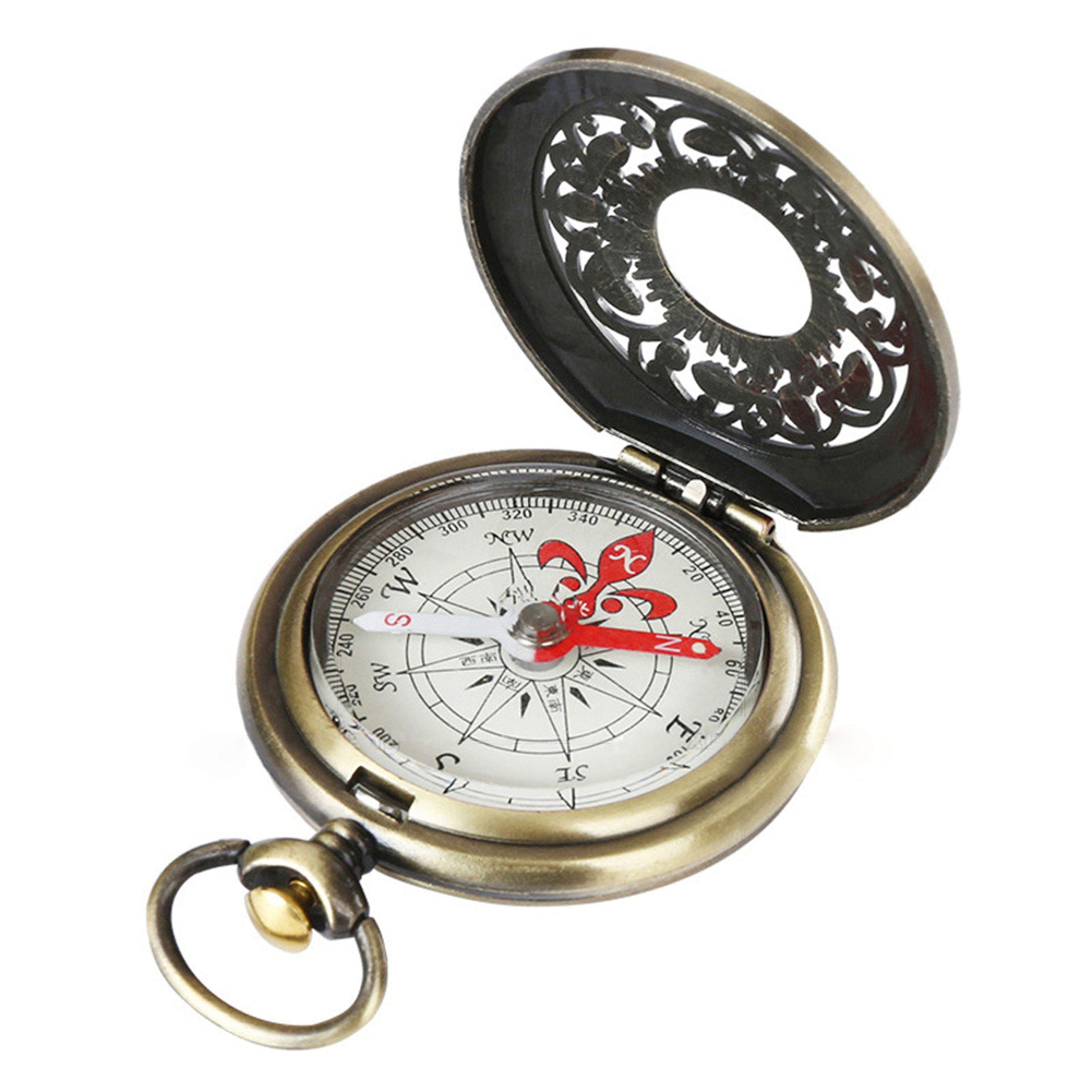 Vintage Bronze Pocket Compass Retro Hiking Navigation Tool Gift For Kids And Adults 2