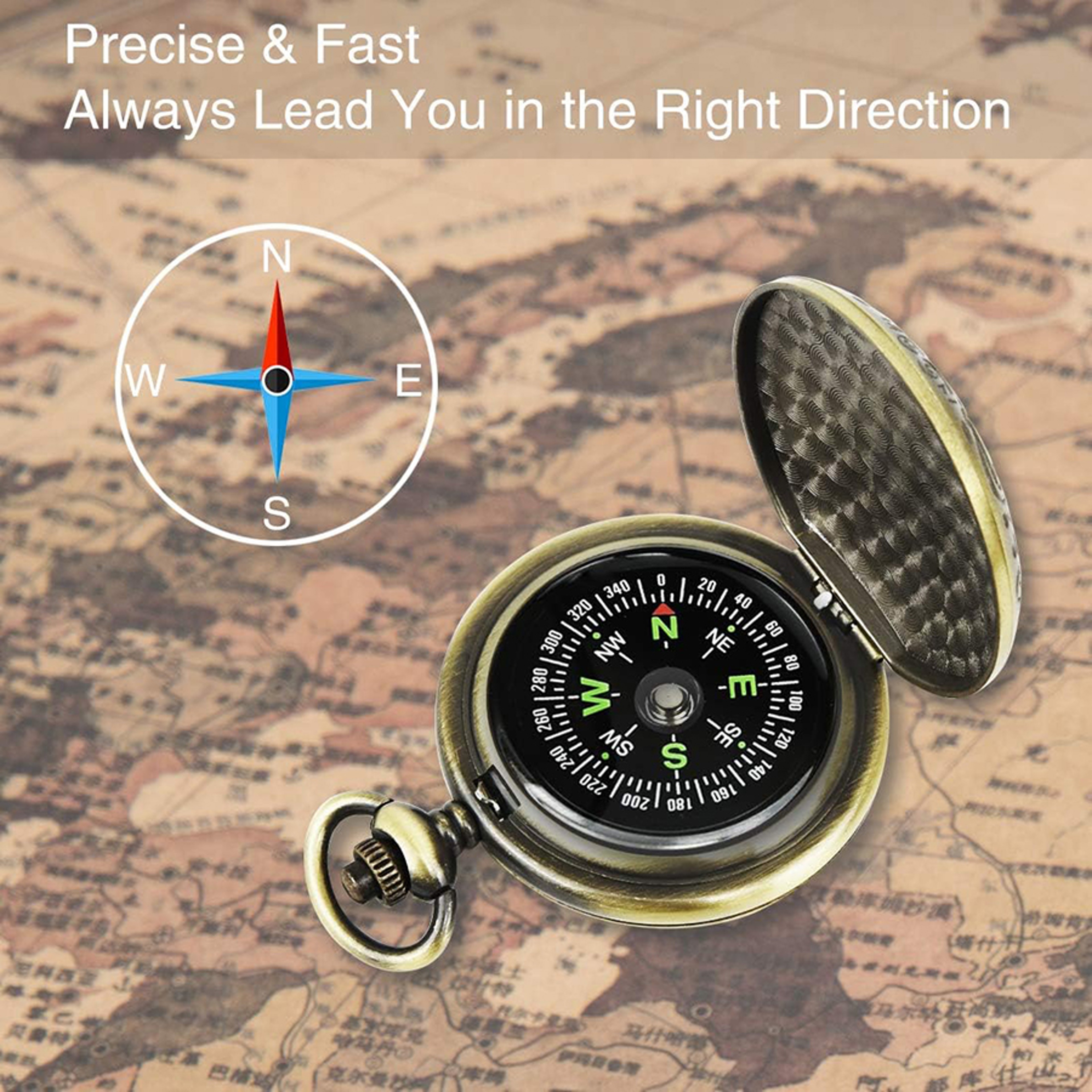 Retro Compass Pocket Watch Waterproof Outdoor Navigation Compass Pendant 4