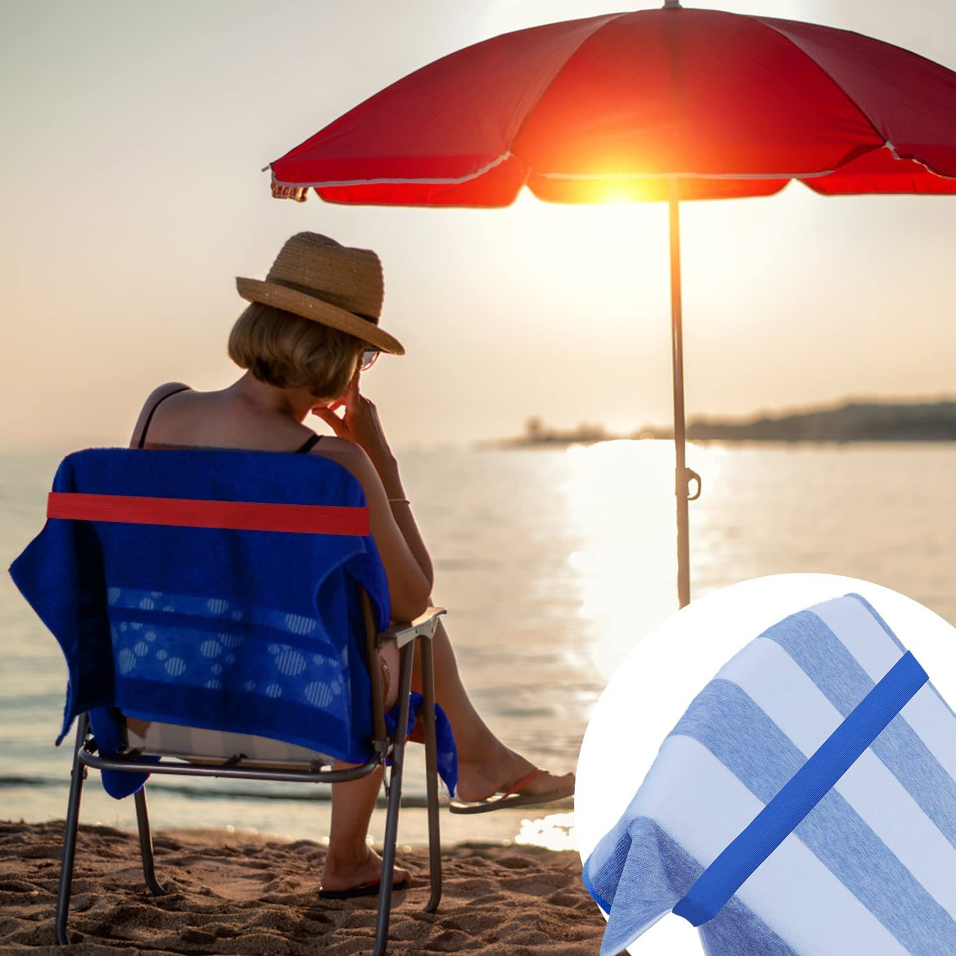 Portable Beach Towel Straps Windproof Chair Bands Adjustable Pool Towel Holder 0