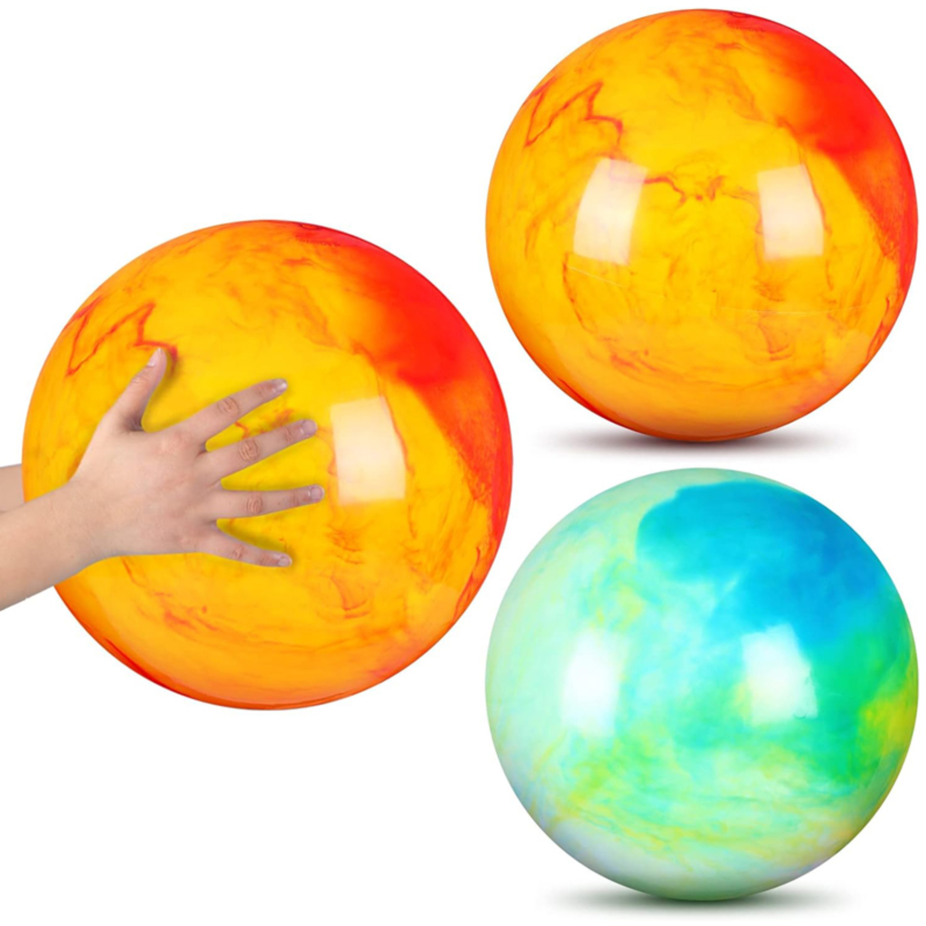 Marbleized Inflatable Bouncy Balls For Kids Outdoor Play And Party Fun 3