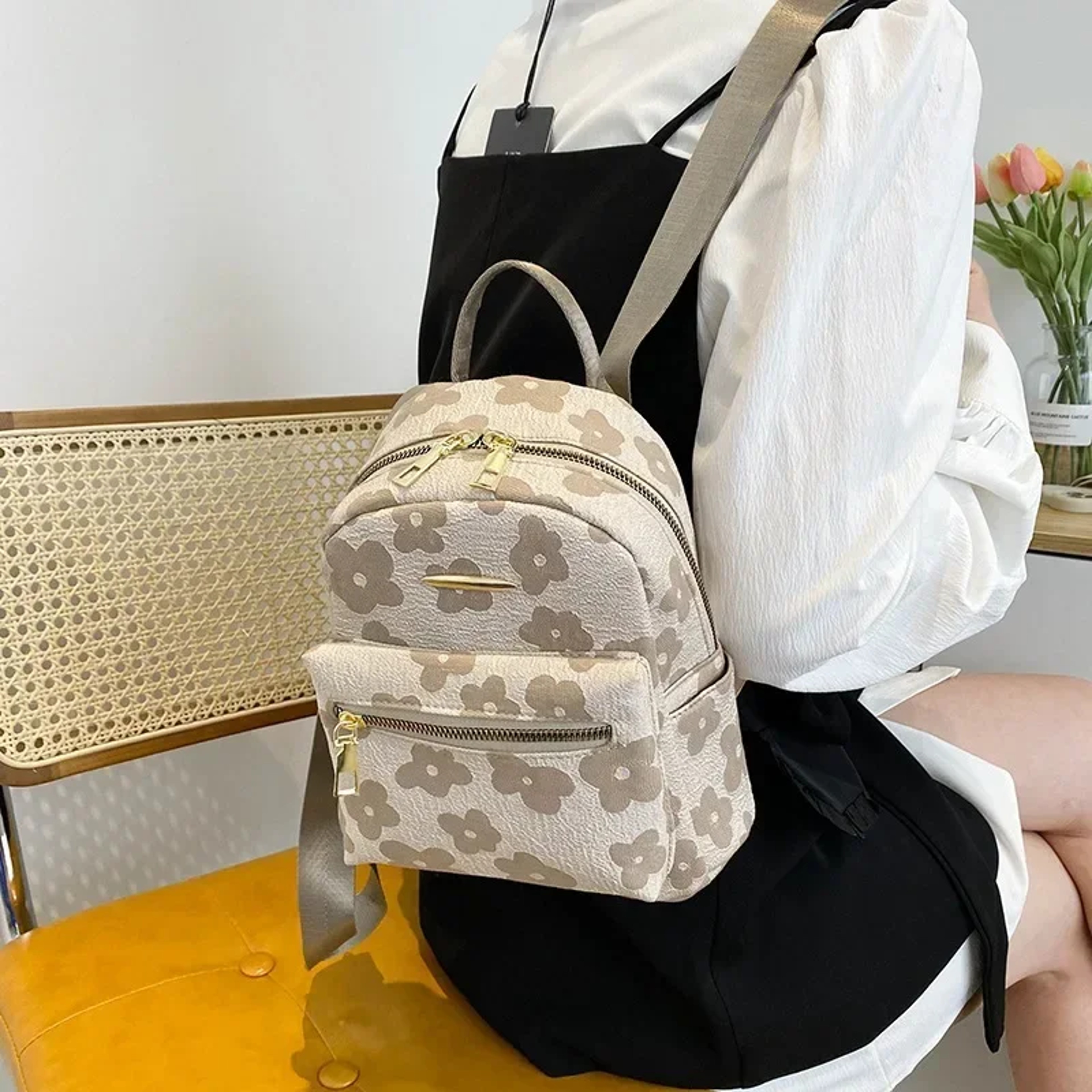 Floral Mini Leather Backpack For Women Small Shoulder Bag Phone Pouch Travel Purse 3