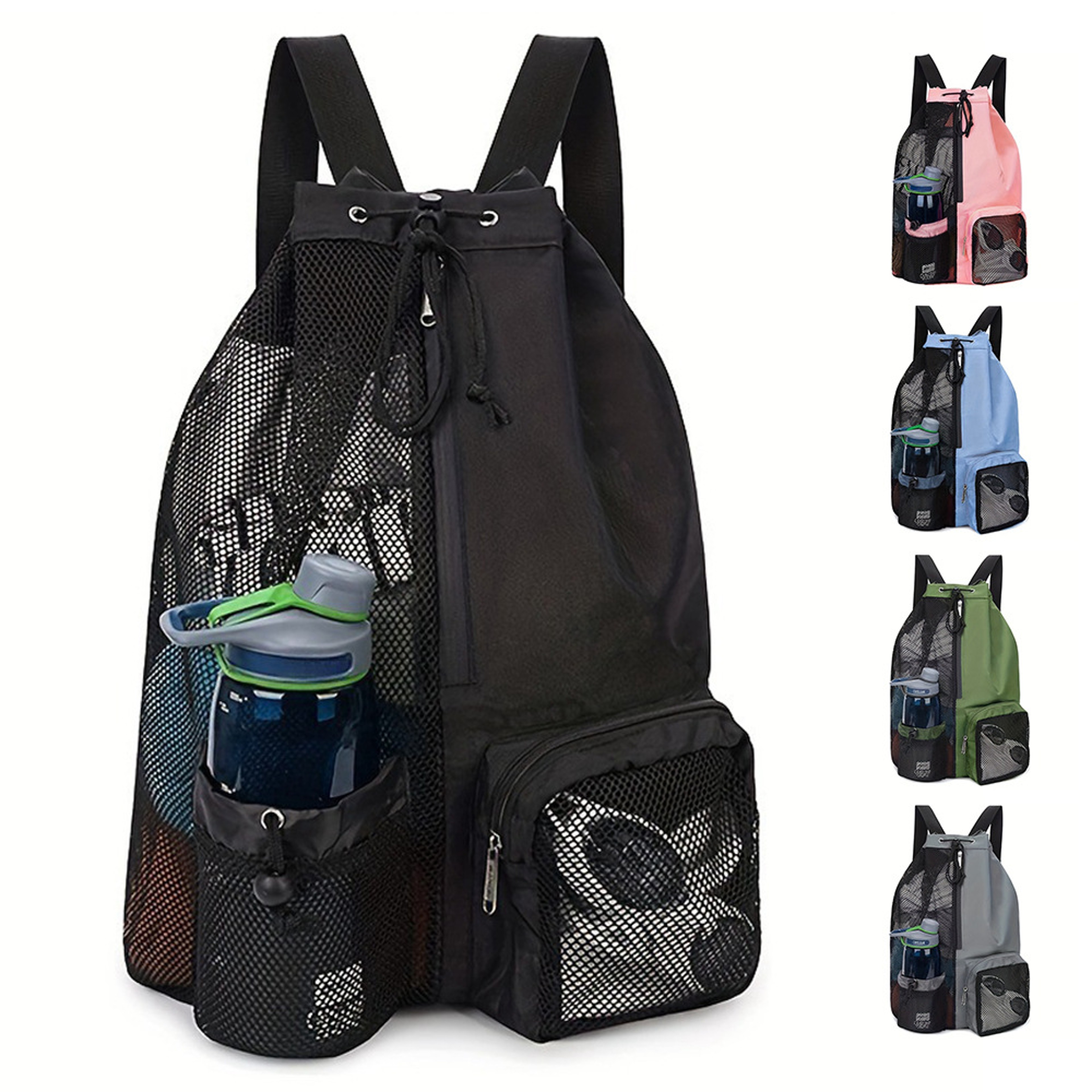 Breathable Mesh Drawstring Backpack Wet Dry Swim Gym Beach Bag 1