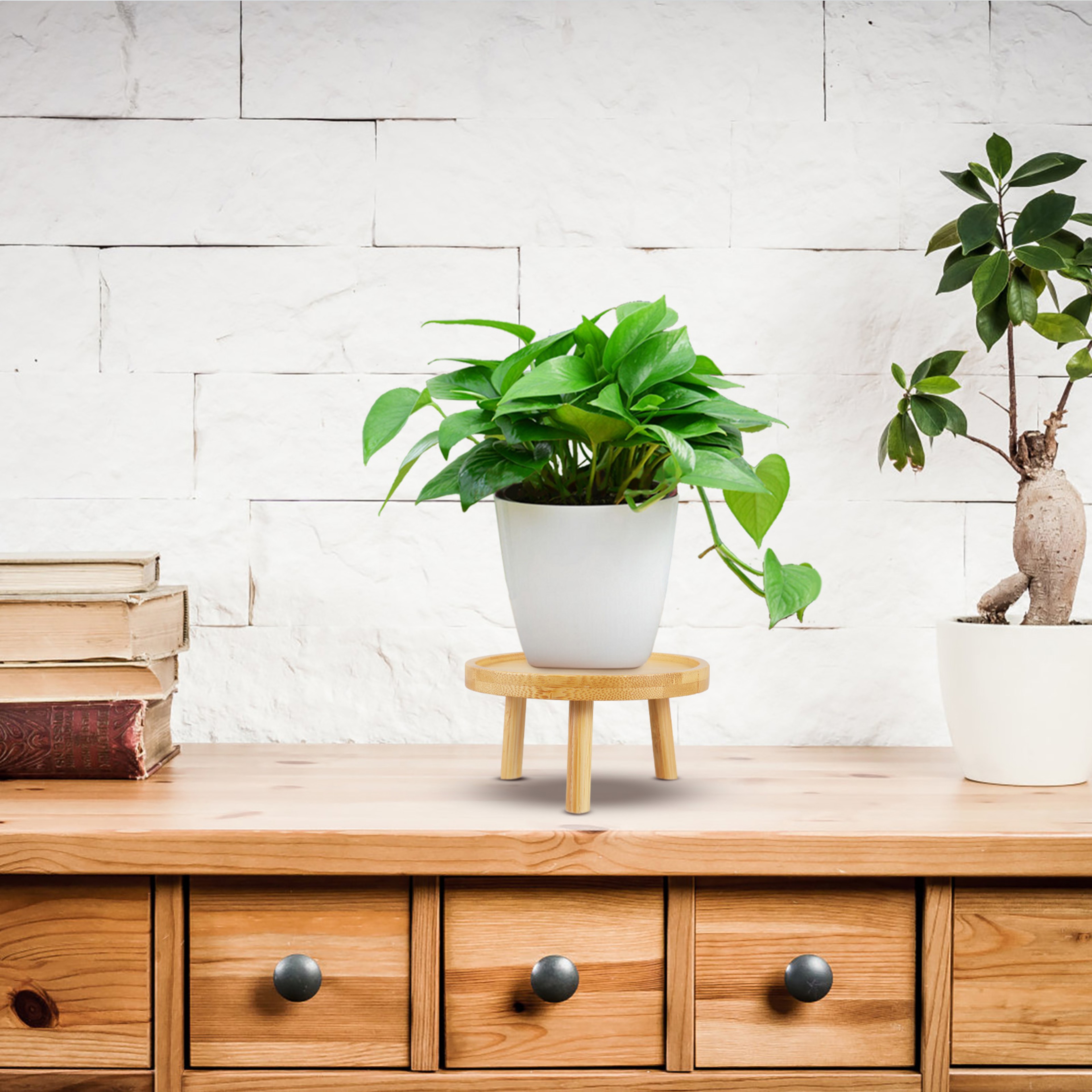 Solid Wood Plant Stand Indoor Outdoor Small Flower Pot Display Shelf – view 2