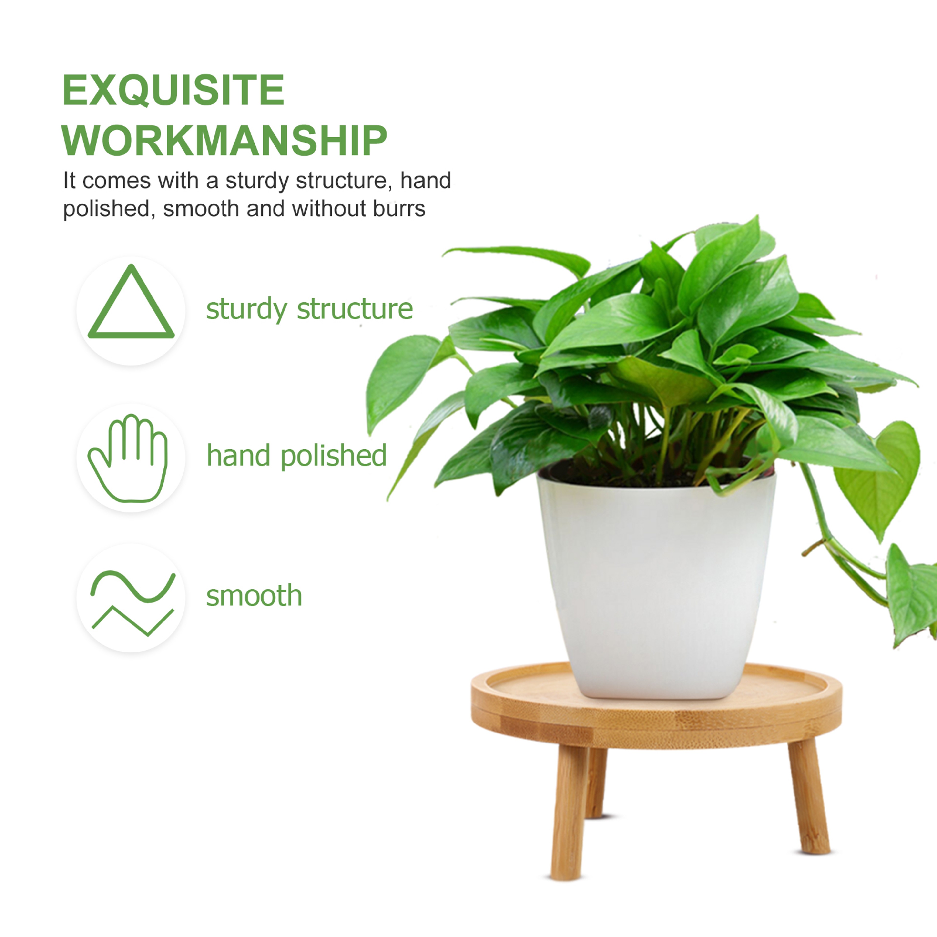 Solid Wood Plant Stand Indoor Outdoor Small Flower Pot Display Shelf – view 3
