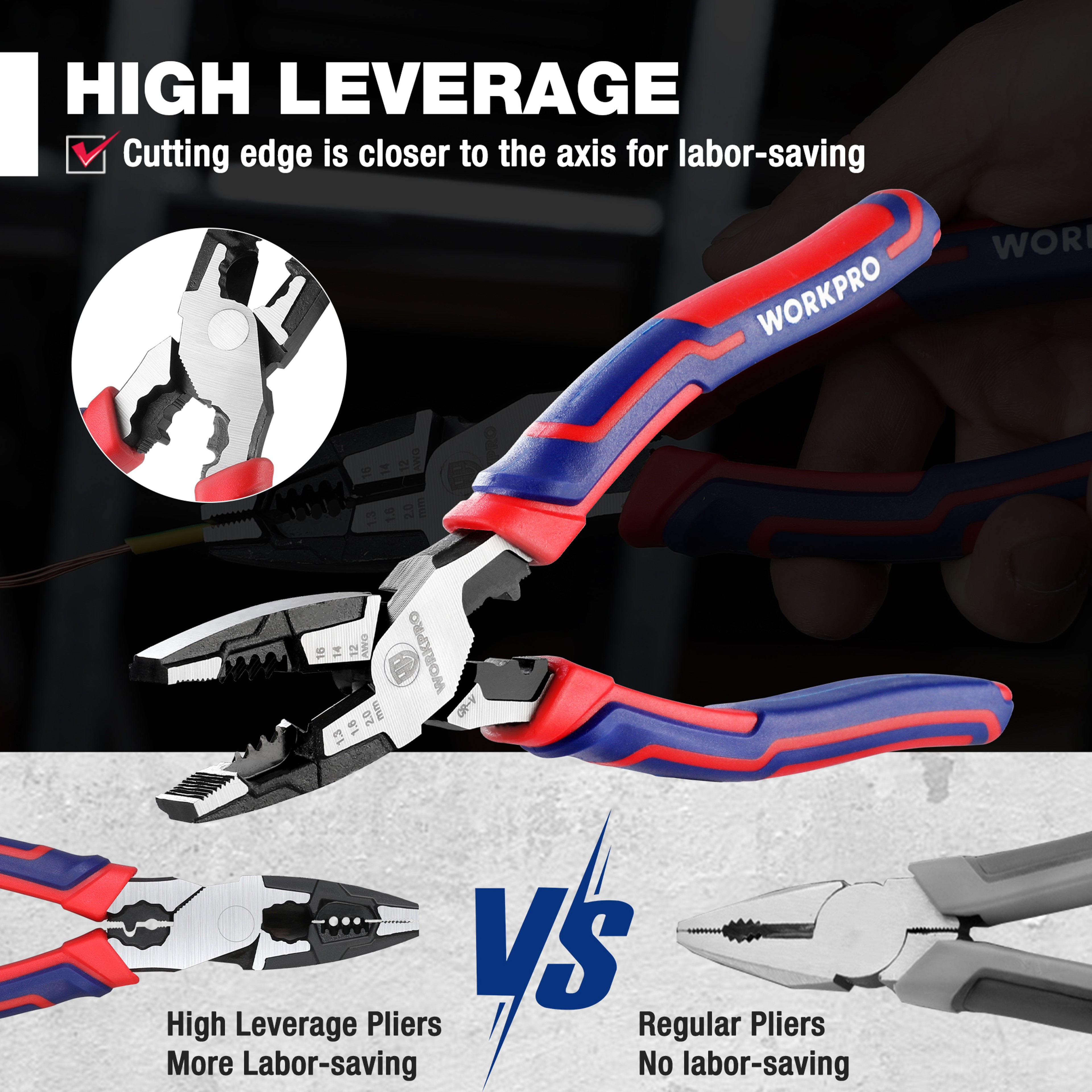 Heavy Duty Linesman Pliers With Wire Cutter And Stripper CRV Multi Tool Comfort Grip 4