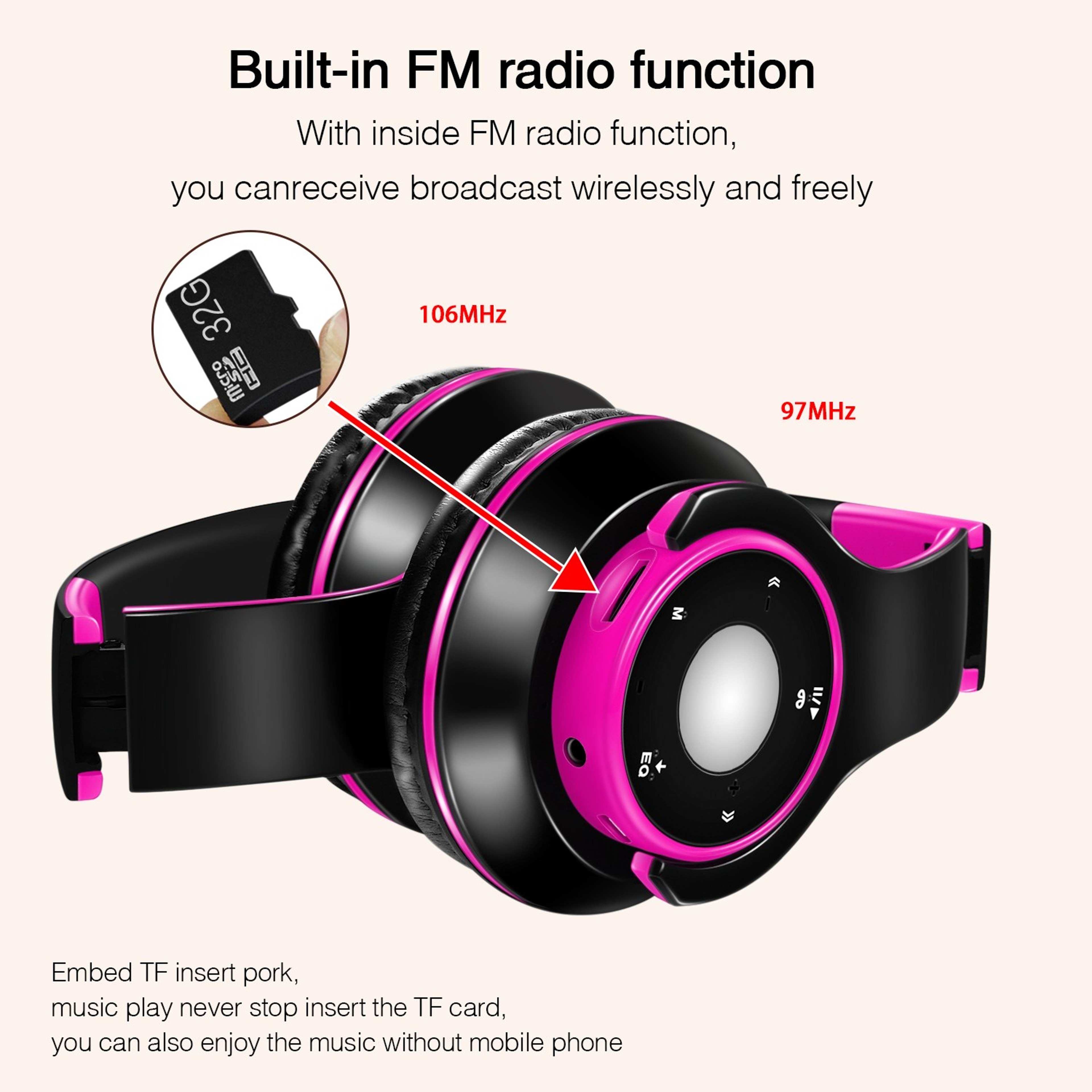 Wireless Bluetooth Headphones Foldable Stereo Sport Headset 4