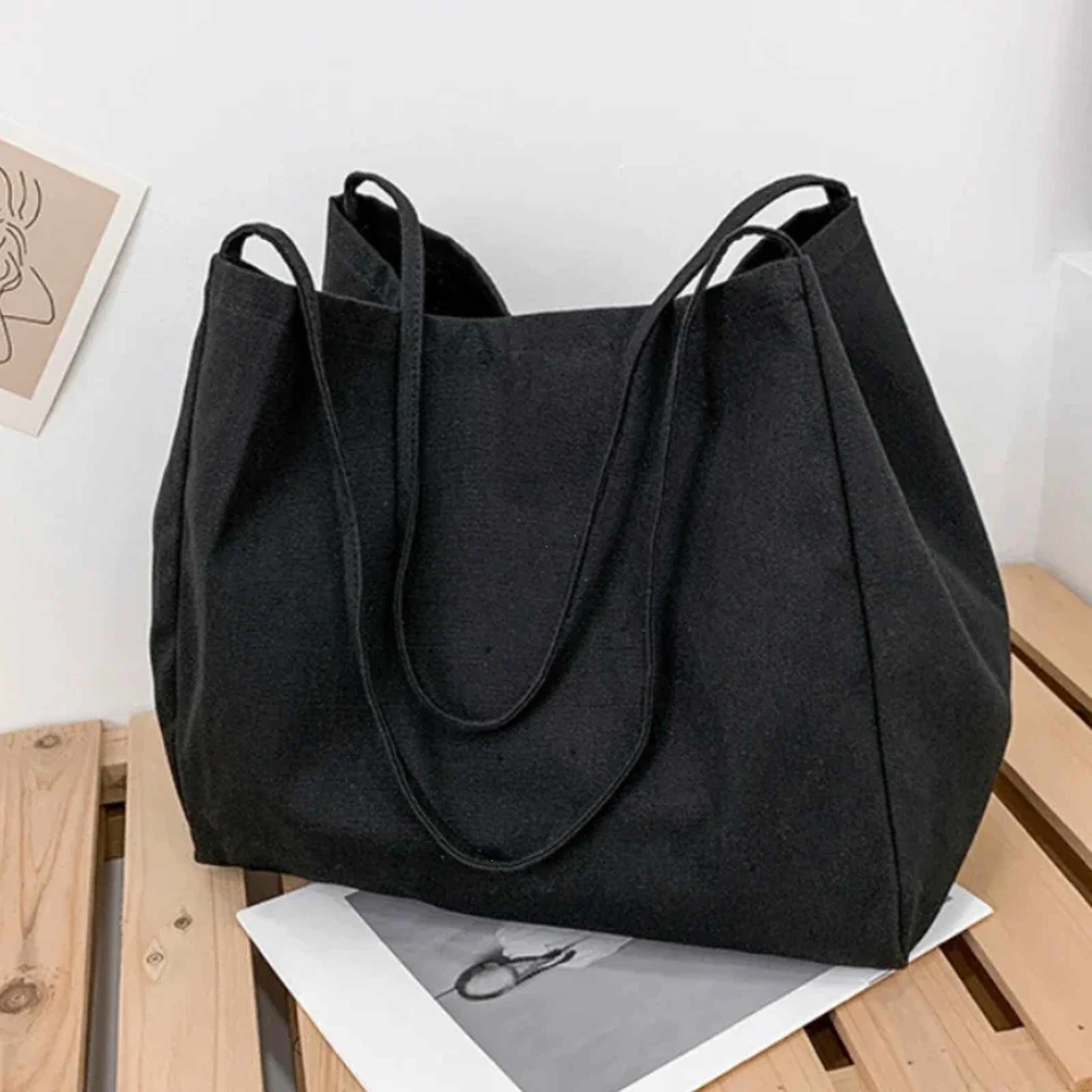 Large Capacity Canvas Tote Bag Reusable Grocery Shopper For Women Travel Shoulder Bag 1