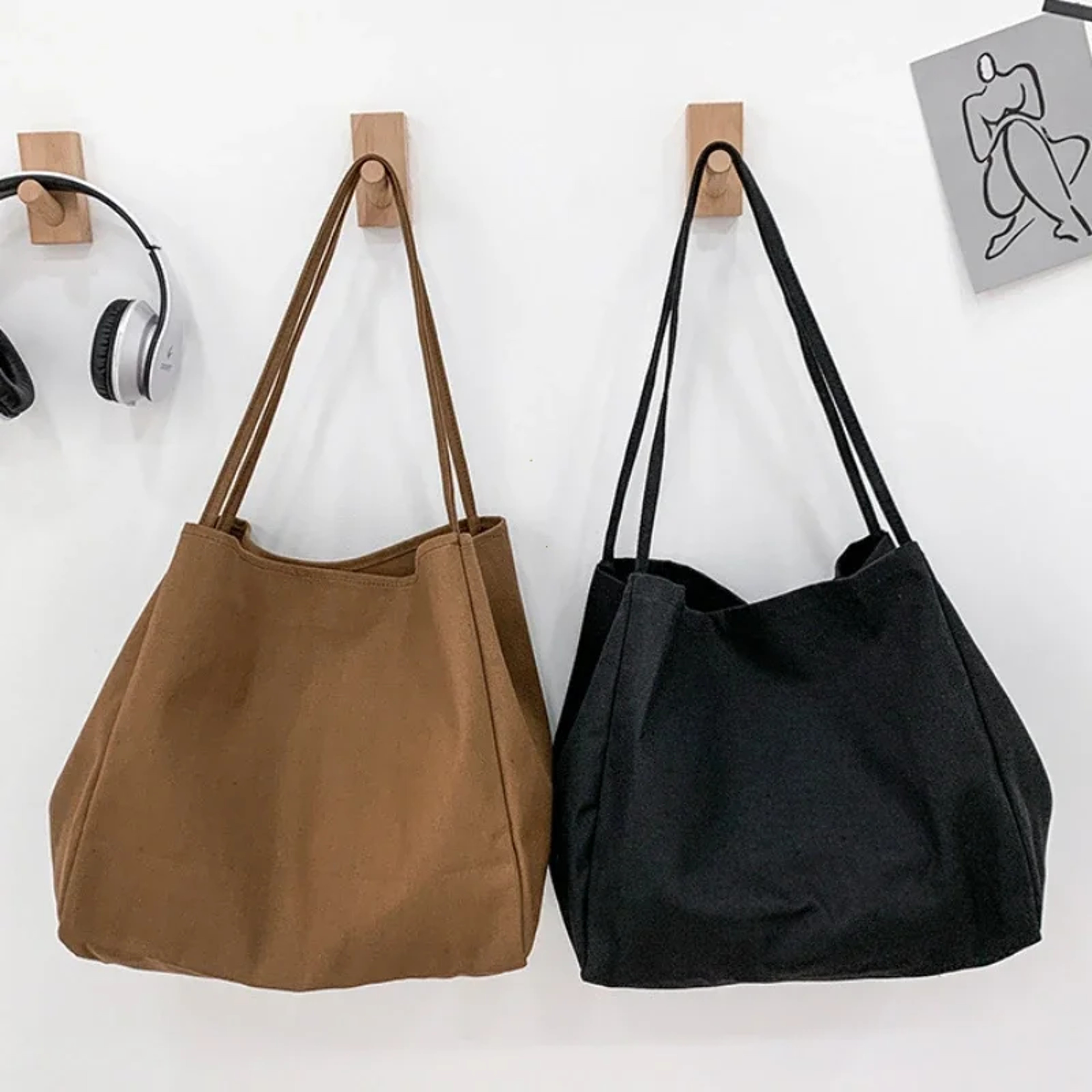 Large Capacity Canvas Tote Bag Reusable Grocery Shopper For Women Travel Shoulder Bag 0