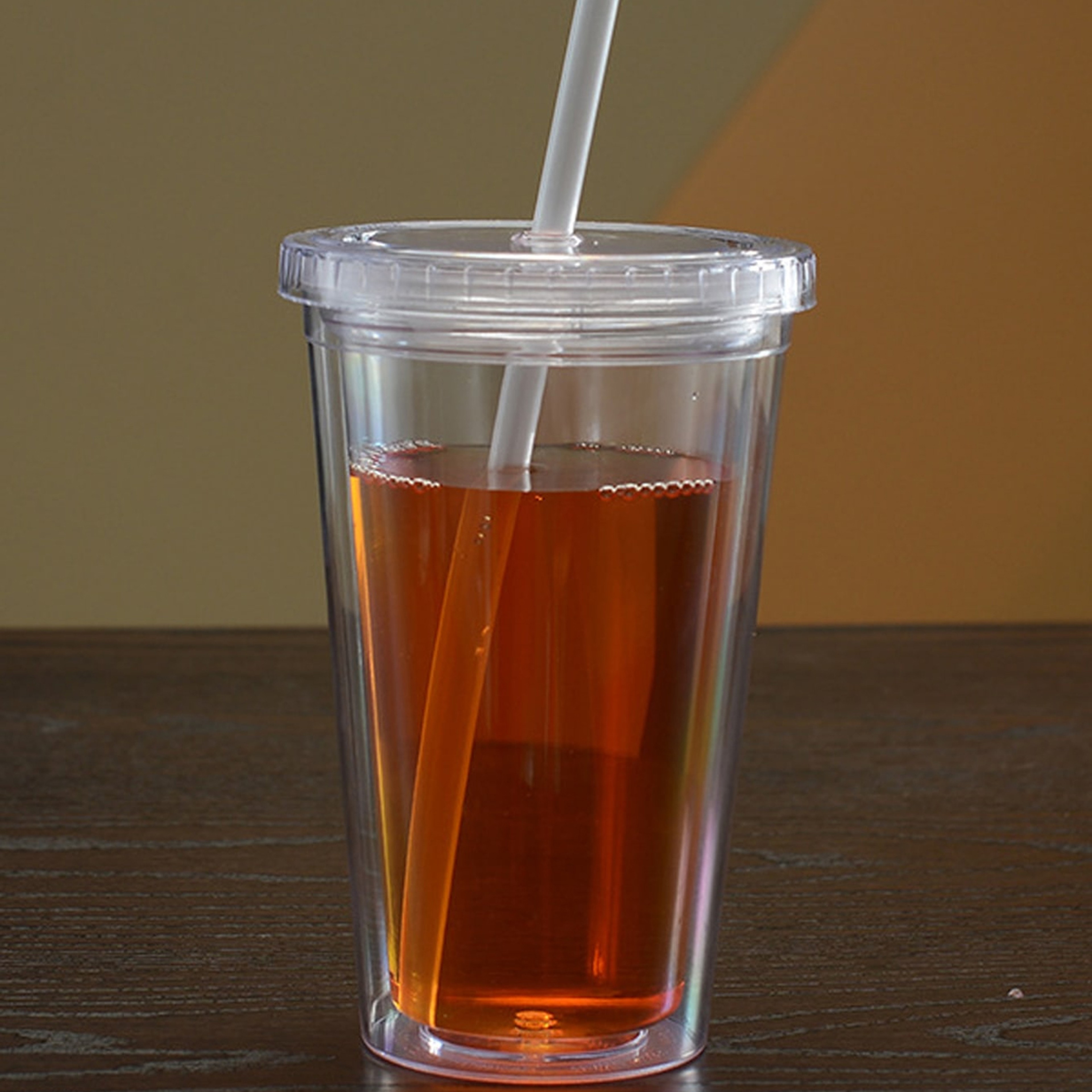 Double Layer Transparent Tumbler with Straw Reusable Insulated Water Bottle Cup – view 1