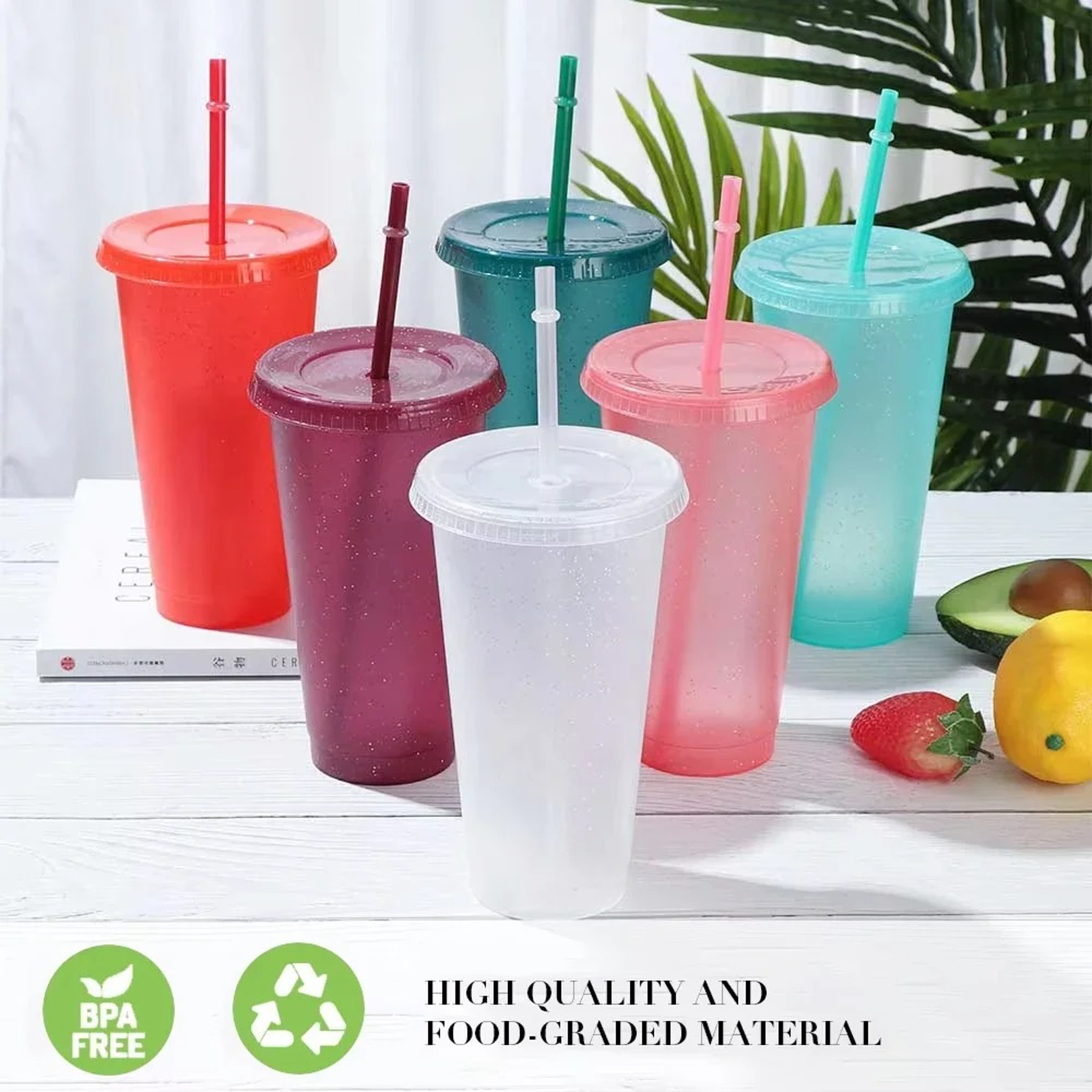 Reusable Glitter Party Cups With Lids And Straws For Summer Drinks And Events 1